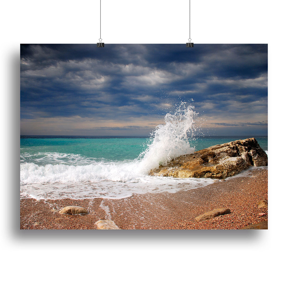Wave crash on the stone Poster - Unframed