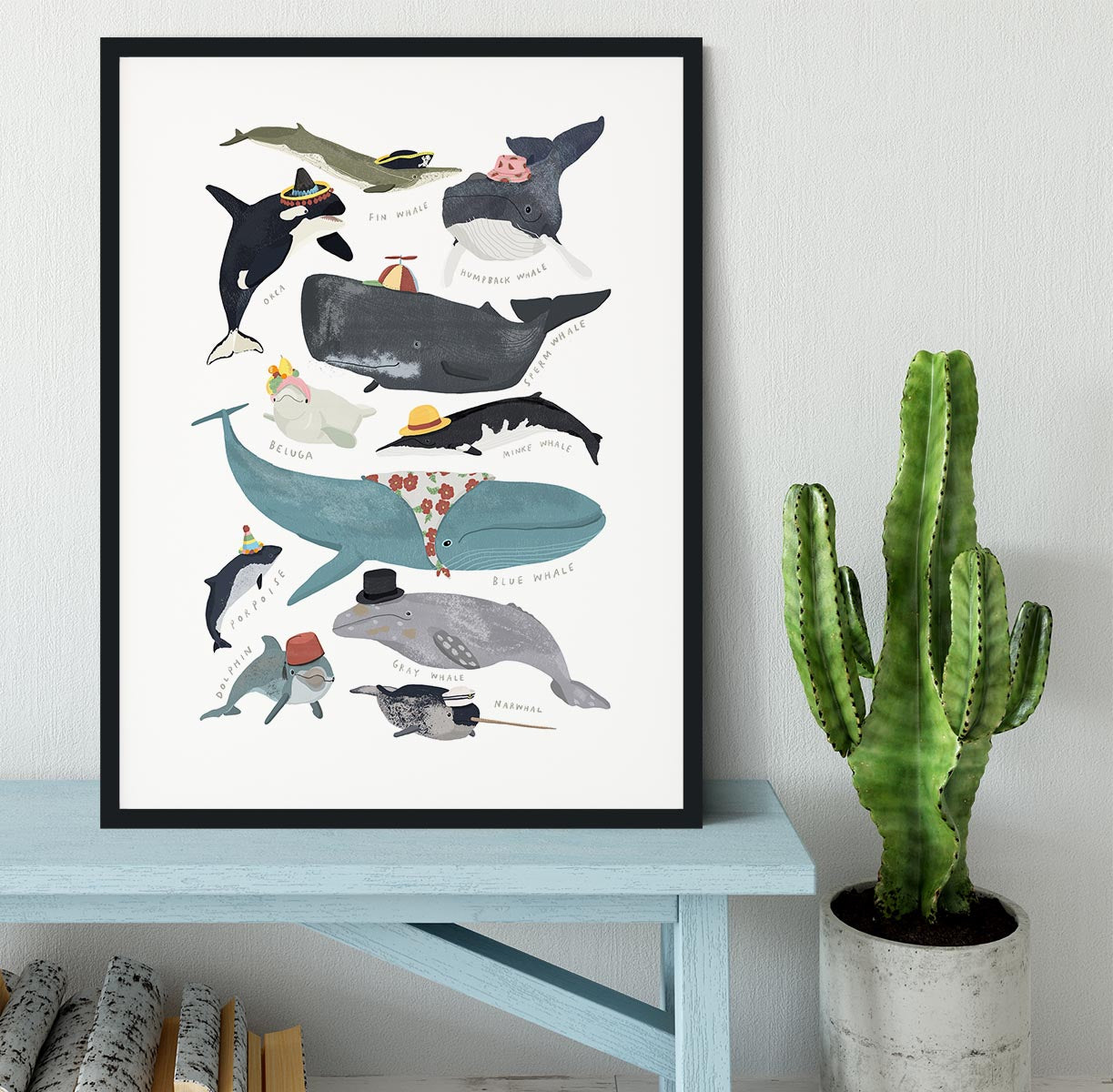 Whales In Hats Framed Print - 1x - 1