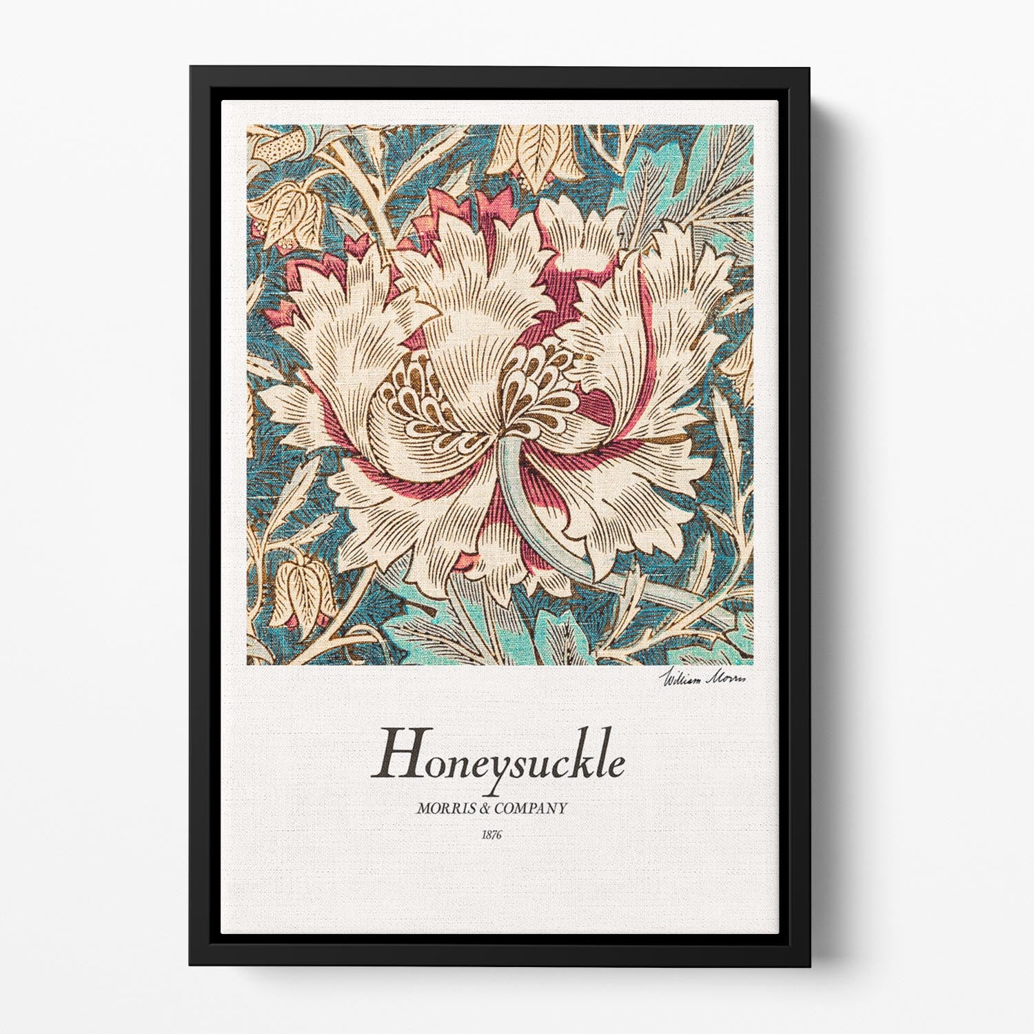 William Morris Honeysuckle Floating Framed Canvas - Canvas Art Rocks - 2