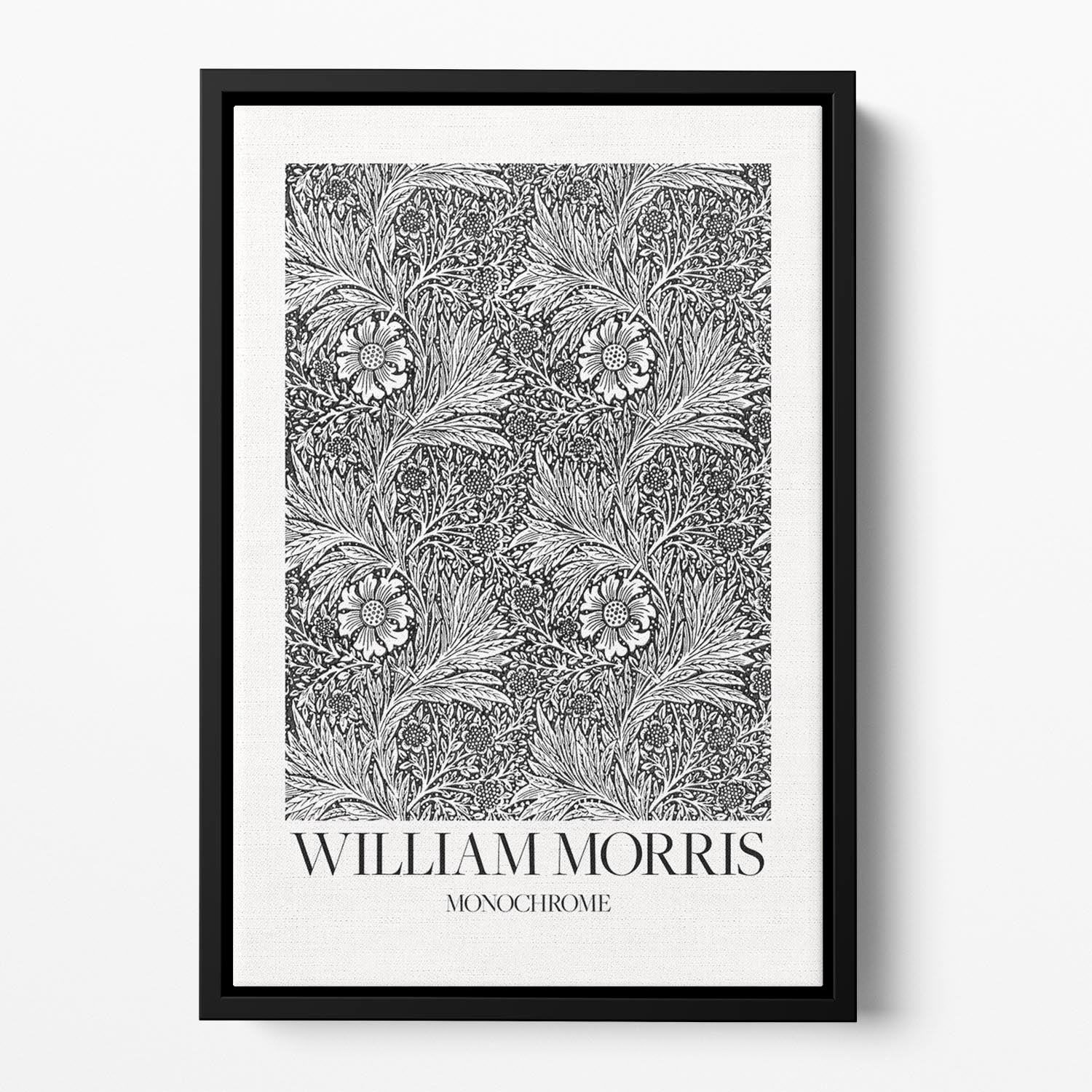 William Morris Marigold Monochrome Floating Framed Canvas - Canvas Art Rocks - 2