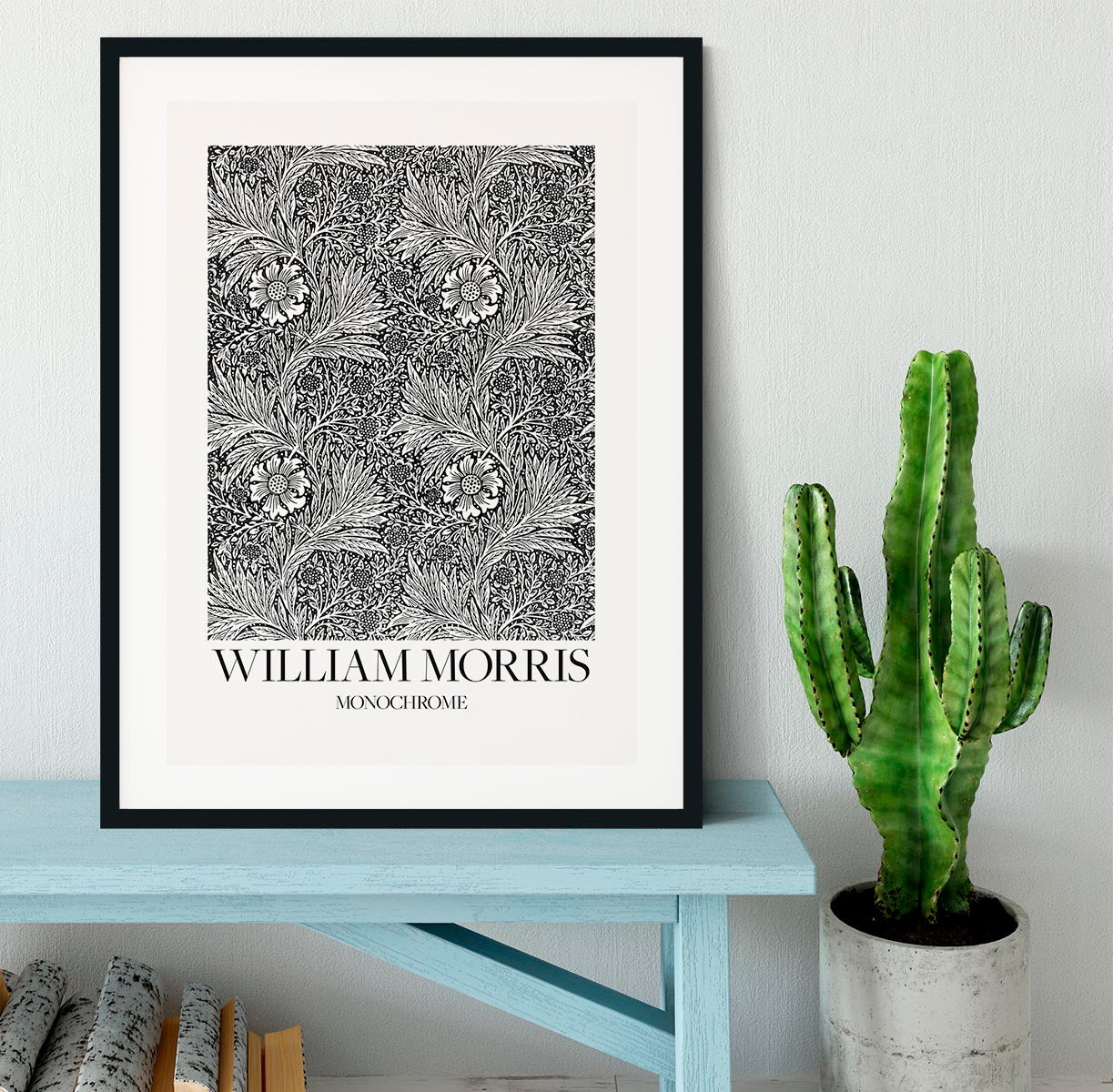 William Morris Marigold Monochrome Framed Print - Canvas Art Rocks - 1