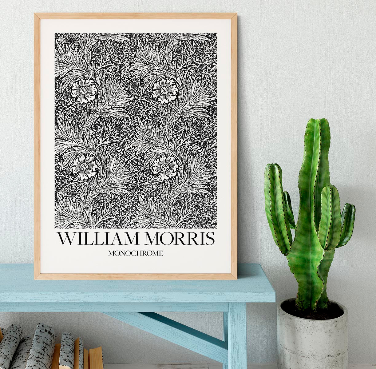 William Morris Marigold Monochrome Framed Print - Canvas Art Rocks - 4