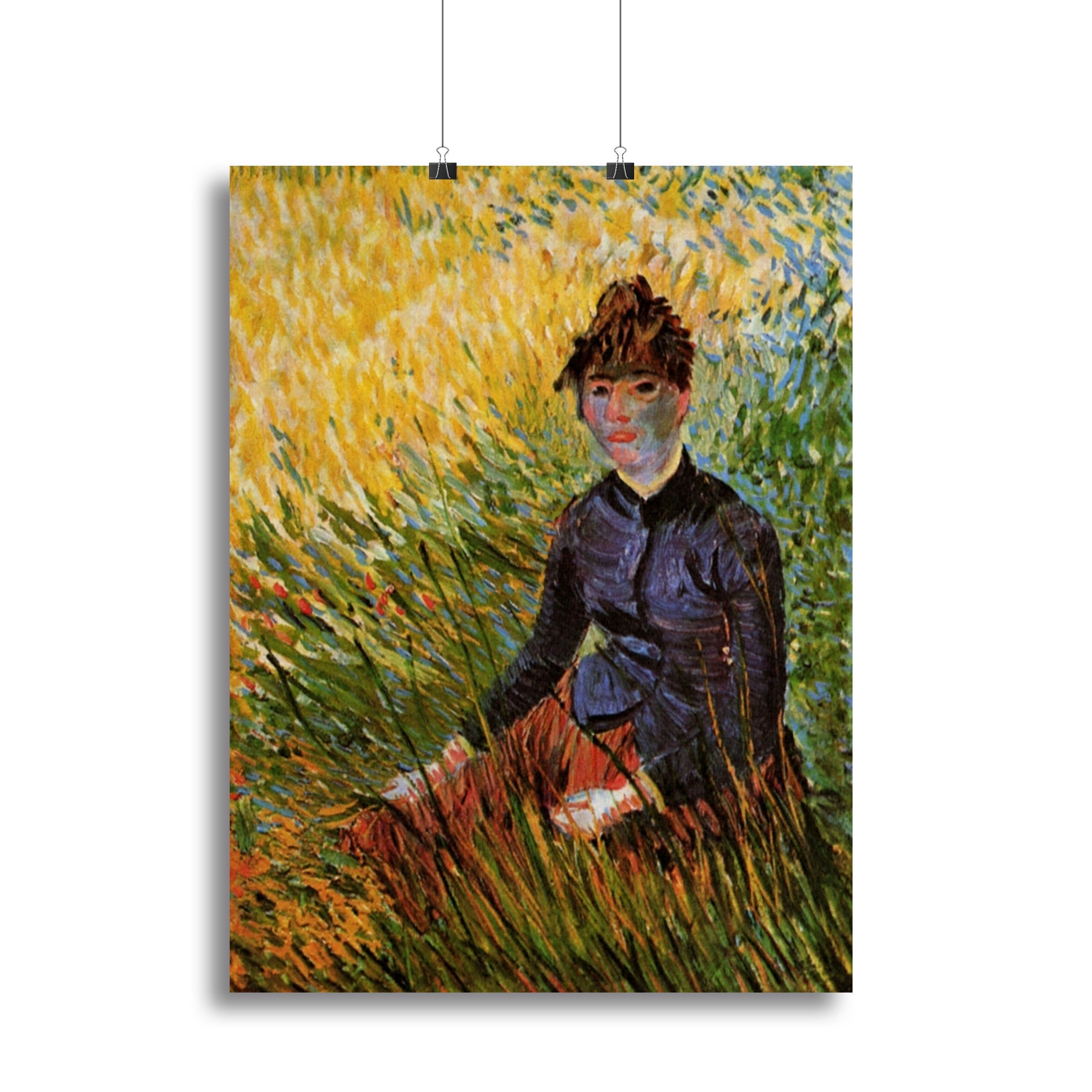 Woman Sitting in the Grass by Van Gogh Poster - Unframed