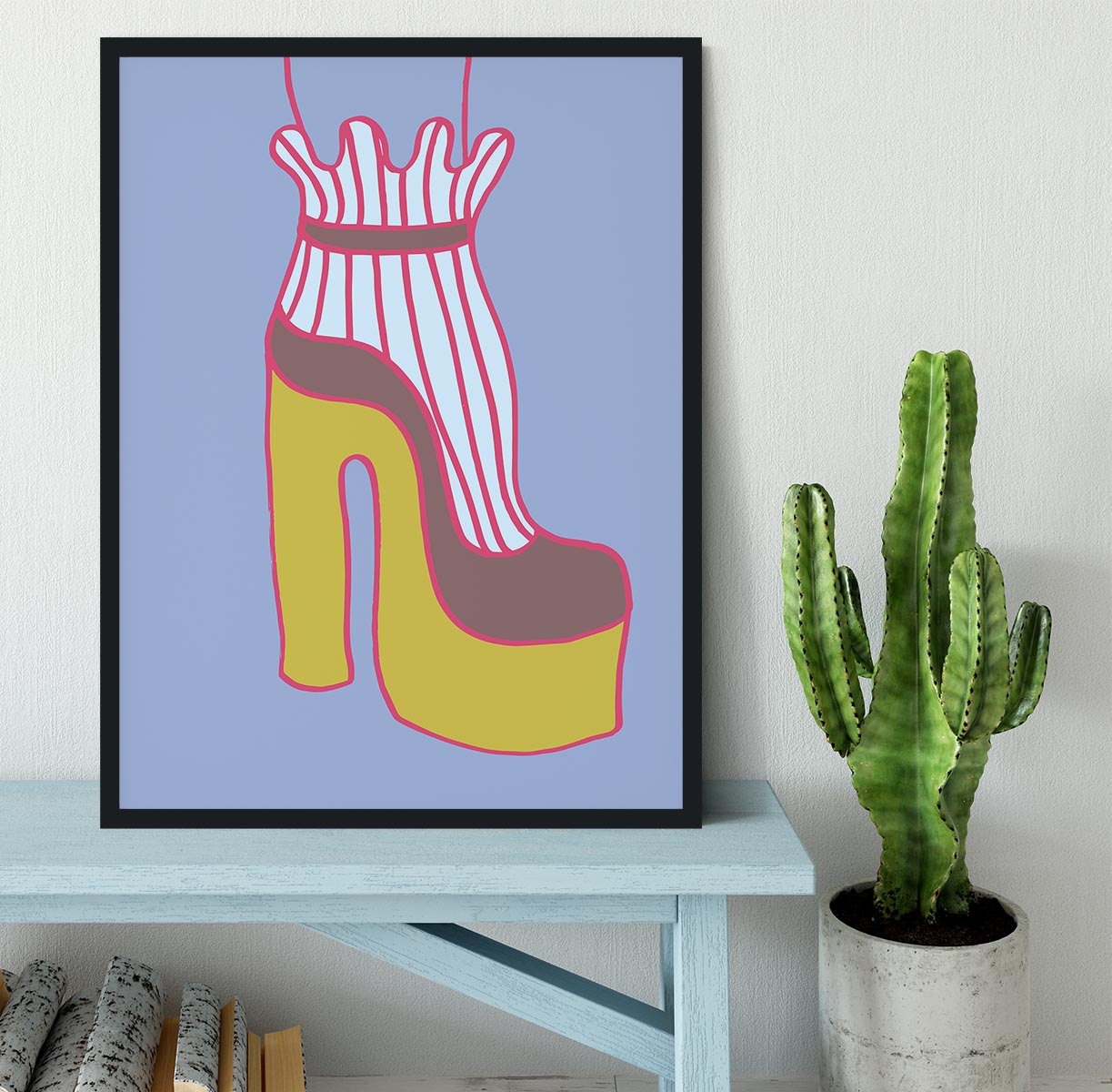 Yellow Heel Blue Framed Print - 1x - 2