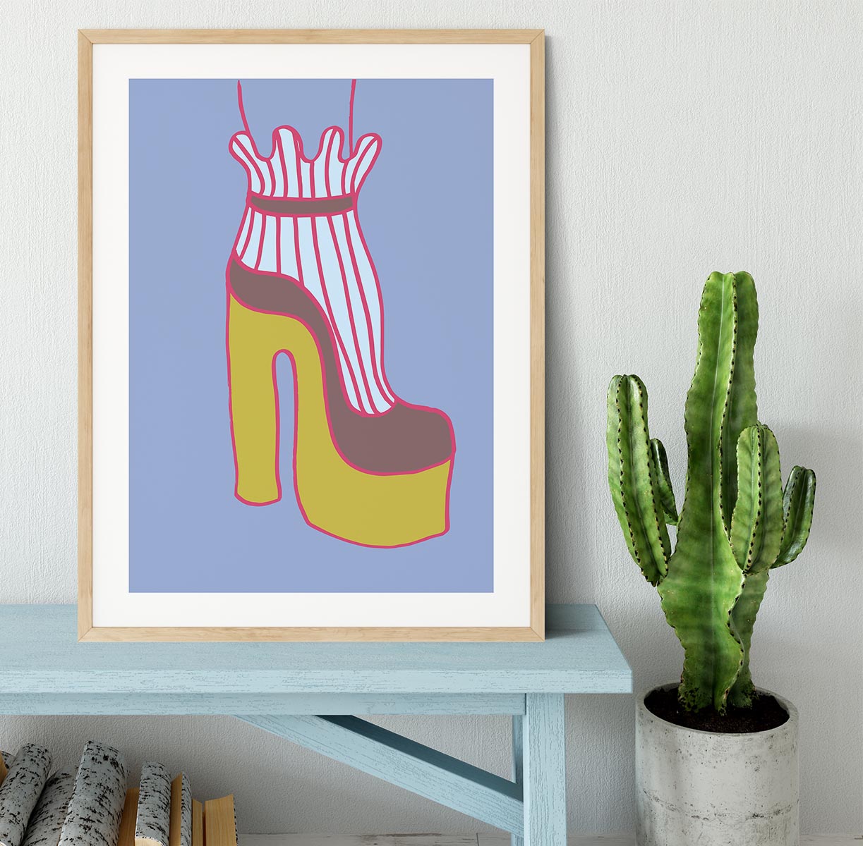 Yellow Heel Blue Framed Print - 1x - 3