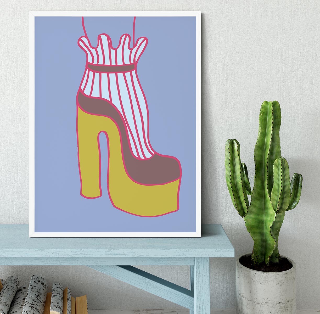 Yellow Heel Blue Framed Print - 1x -6