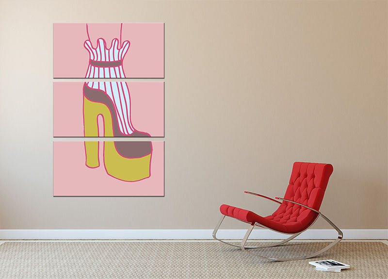 Yellow Heel Red 3 Split Panel Canvas Print - 1x - 2