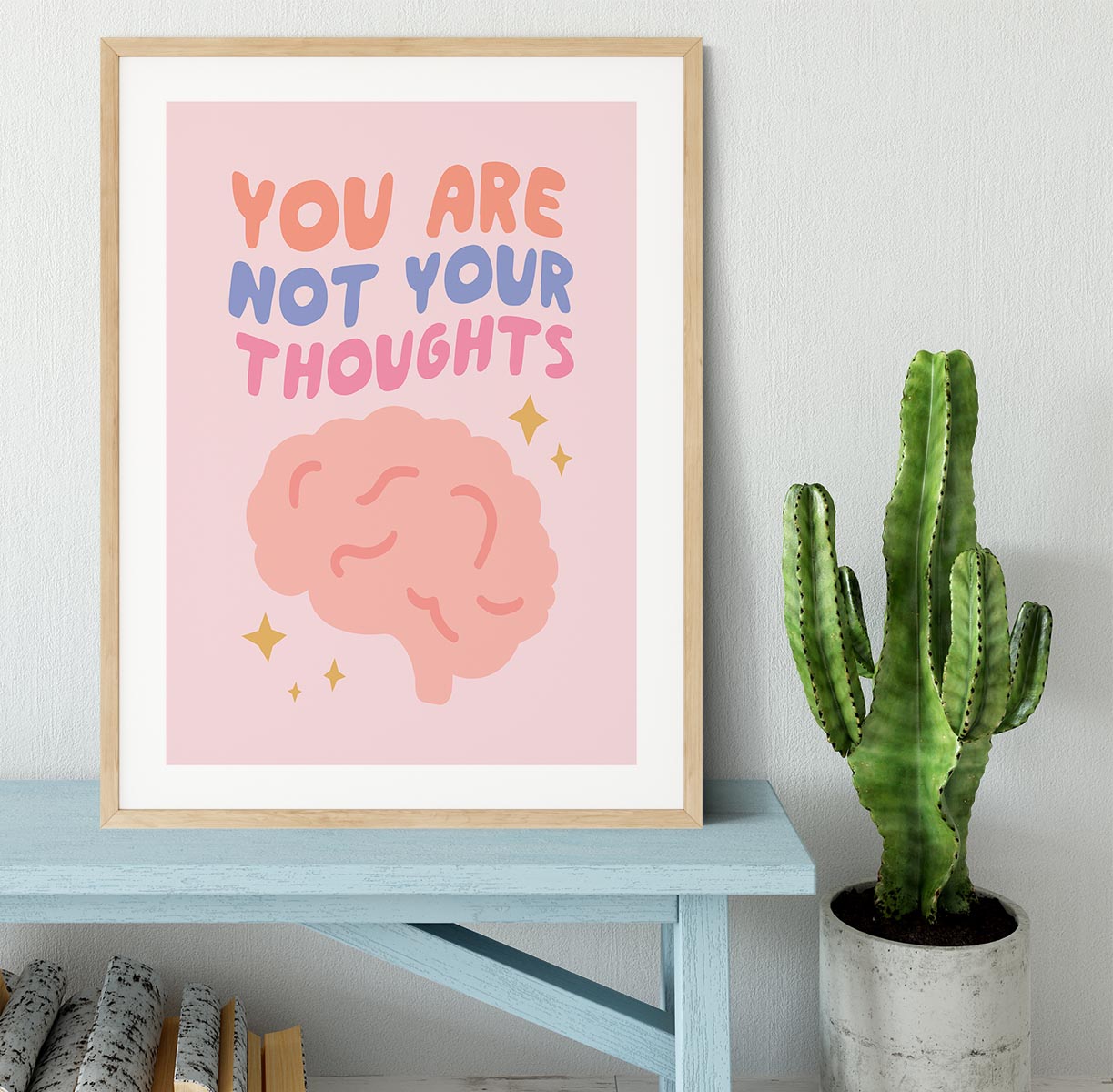 You Are Not Your Thoughts Brain Framed Print - Canvas Art Rocks - 3