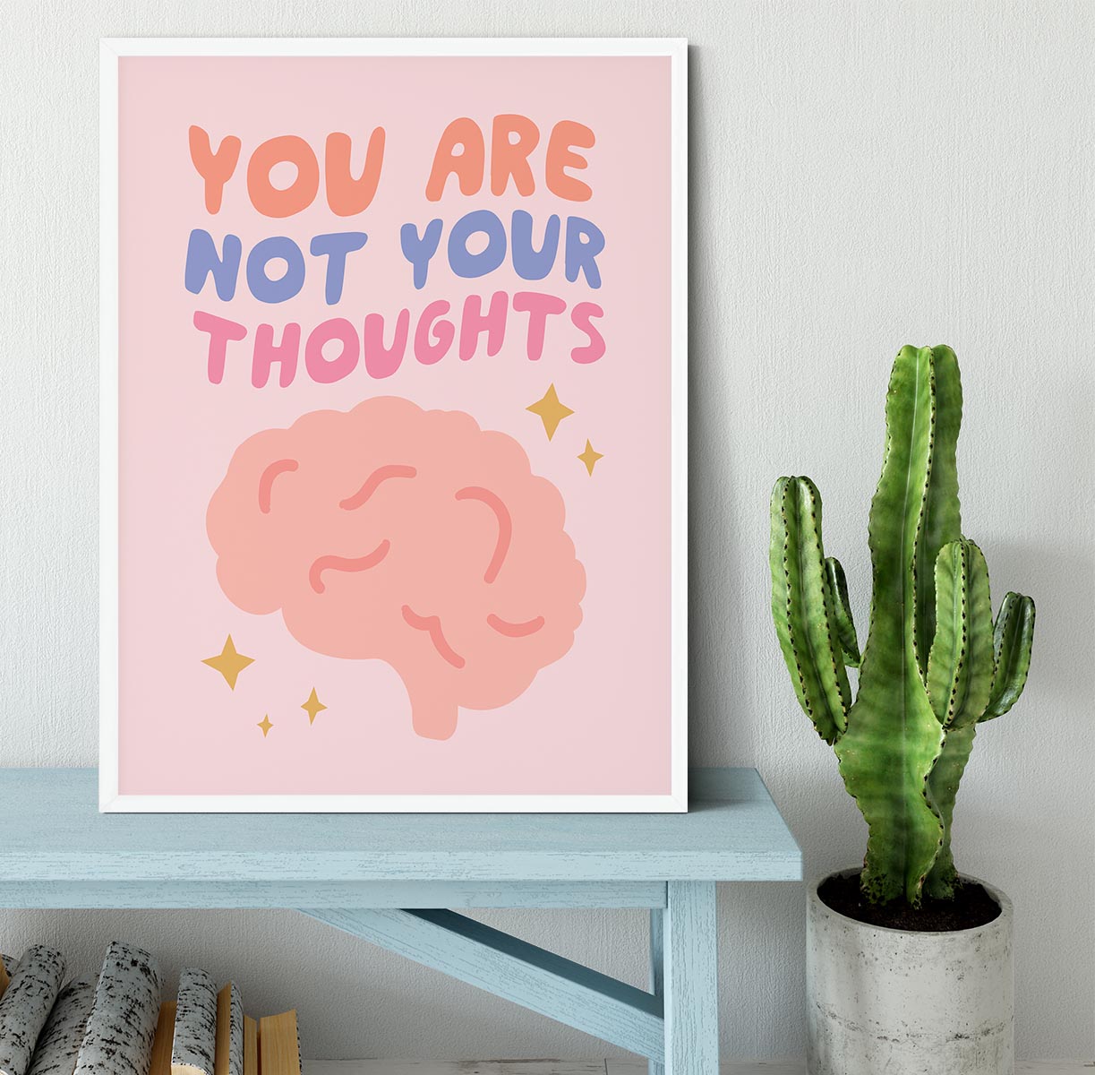 You Are Not Your Thoughts Brain Framed Print - Canvas Art Rocks -6