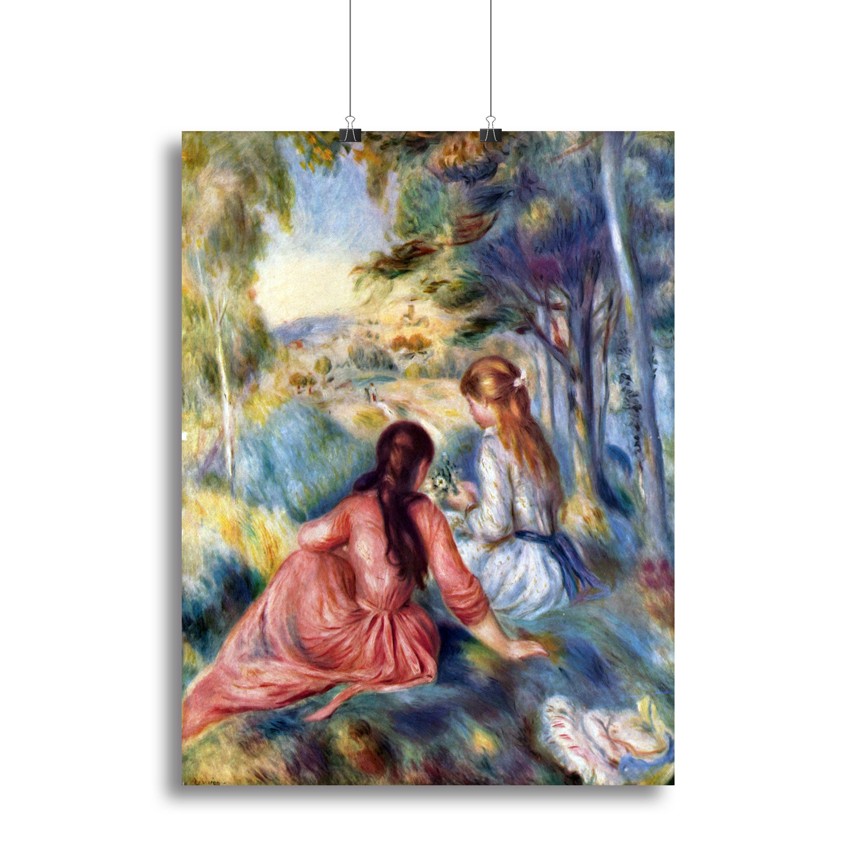 Young girls in the meadow by Renoir Poster - Unframed