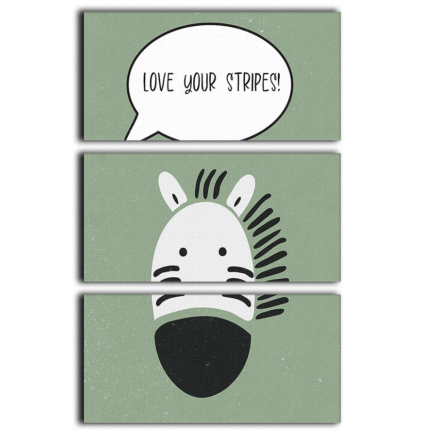 Zebra nursery print 3 Split Panel Canvas Print - 1x - 1