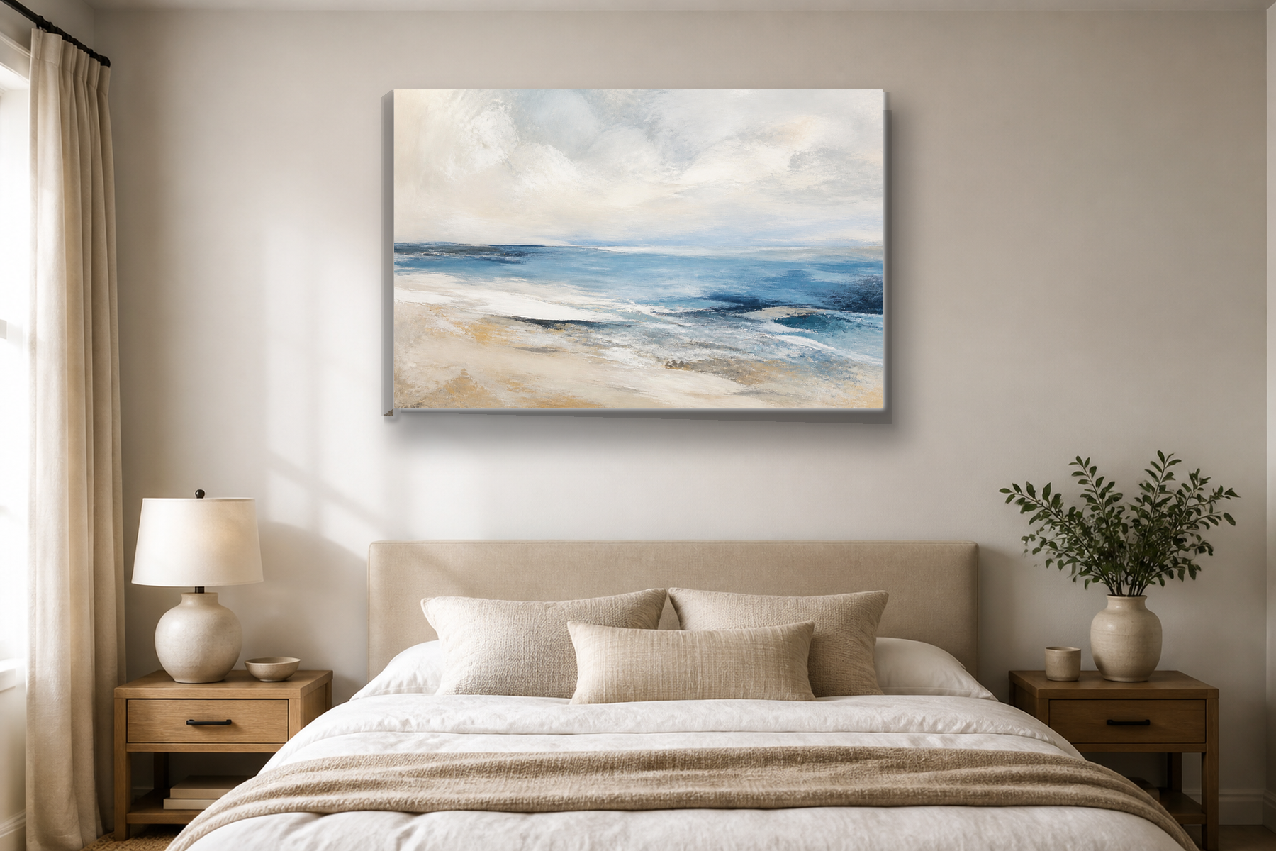 Abstract Coastal Horizon Blue Sand Canvas Print