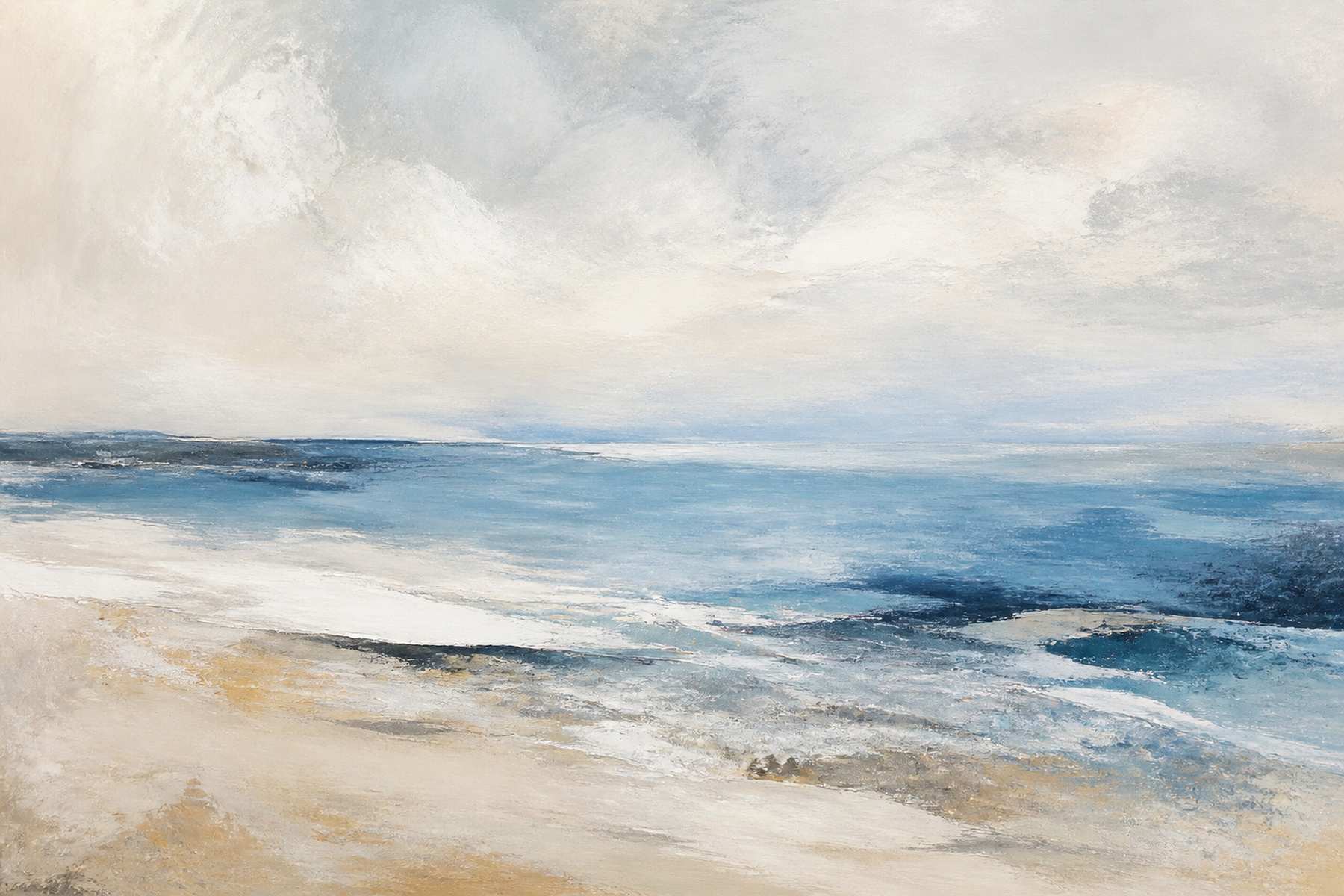 Abstract Coastal Horizon Blue Sand Canvas Print