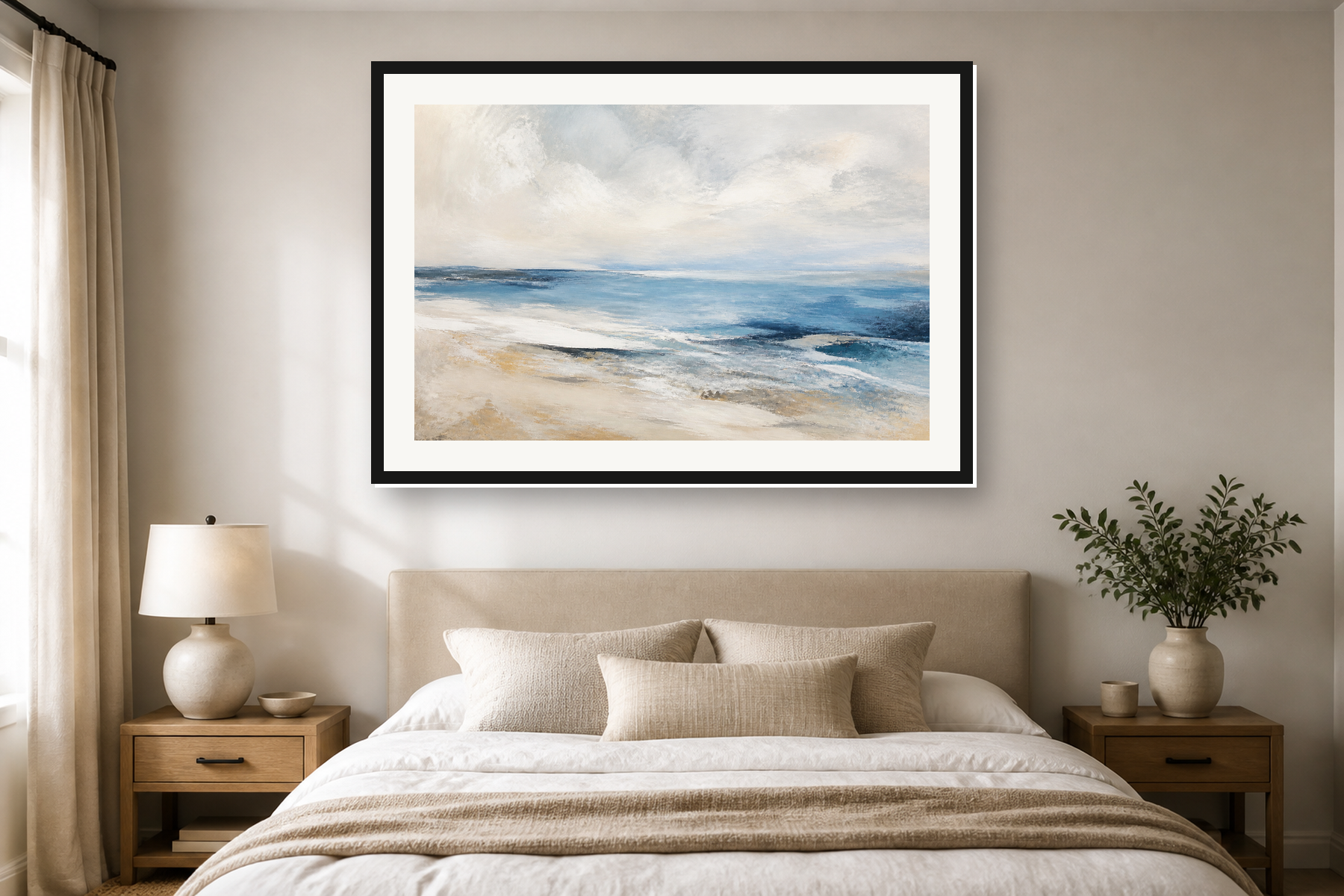 Abstract Coastal Horizon Blue Sand Framed Print or Poster