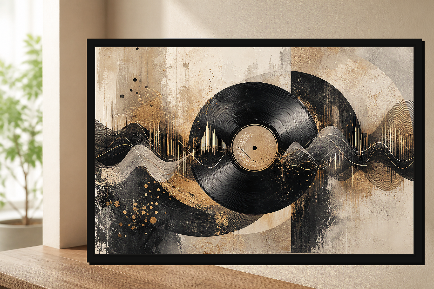 Abstract Vinyl Soundwave Floating Framed Canvas