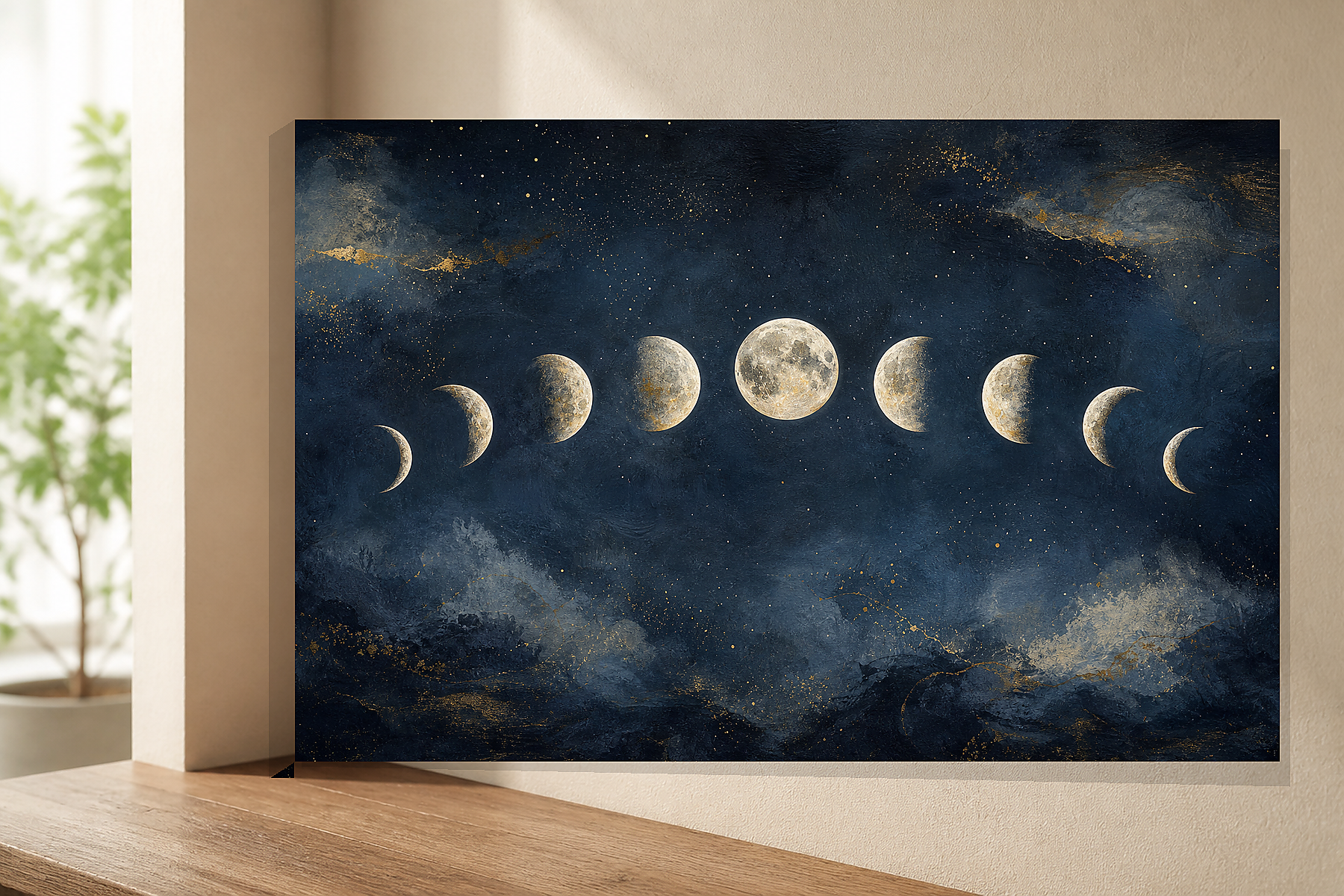 Celestial Moon Phase Abstract Canvas Print