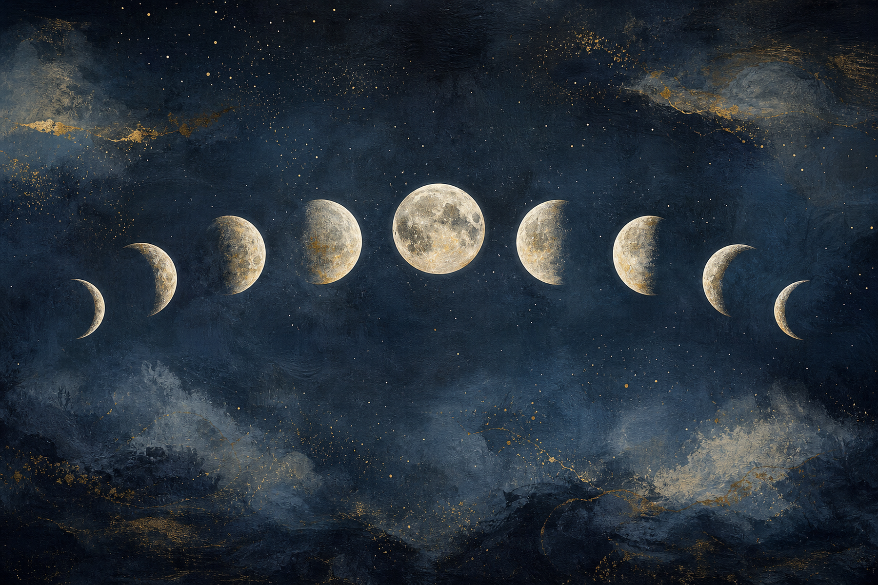 Celestial Moon Phase Abstract Canvas Print