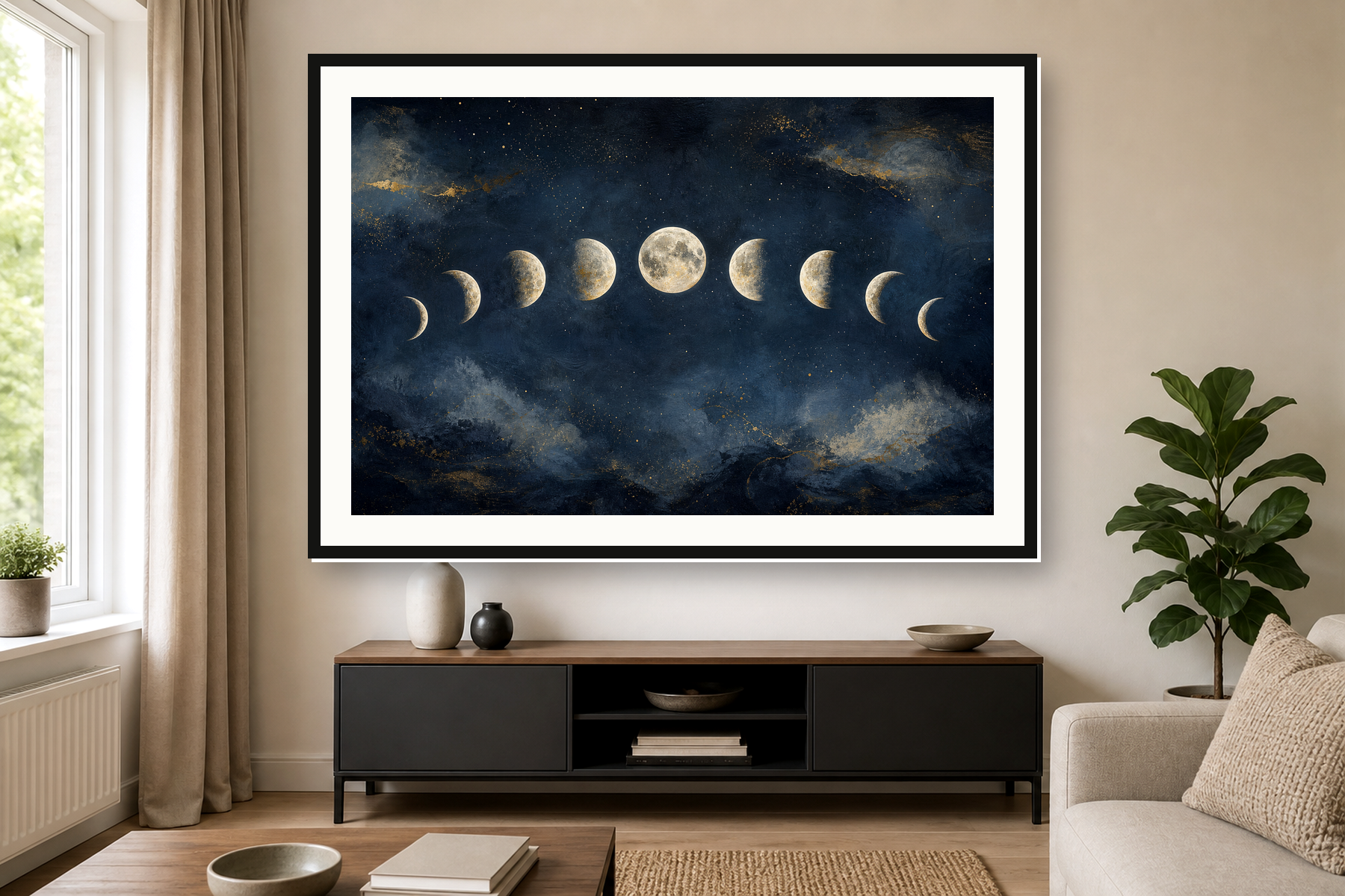 Celestial Moon Phase Abstract Framed Print or Poster