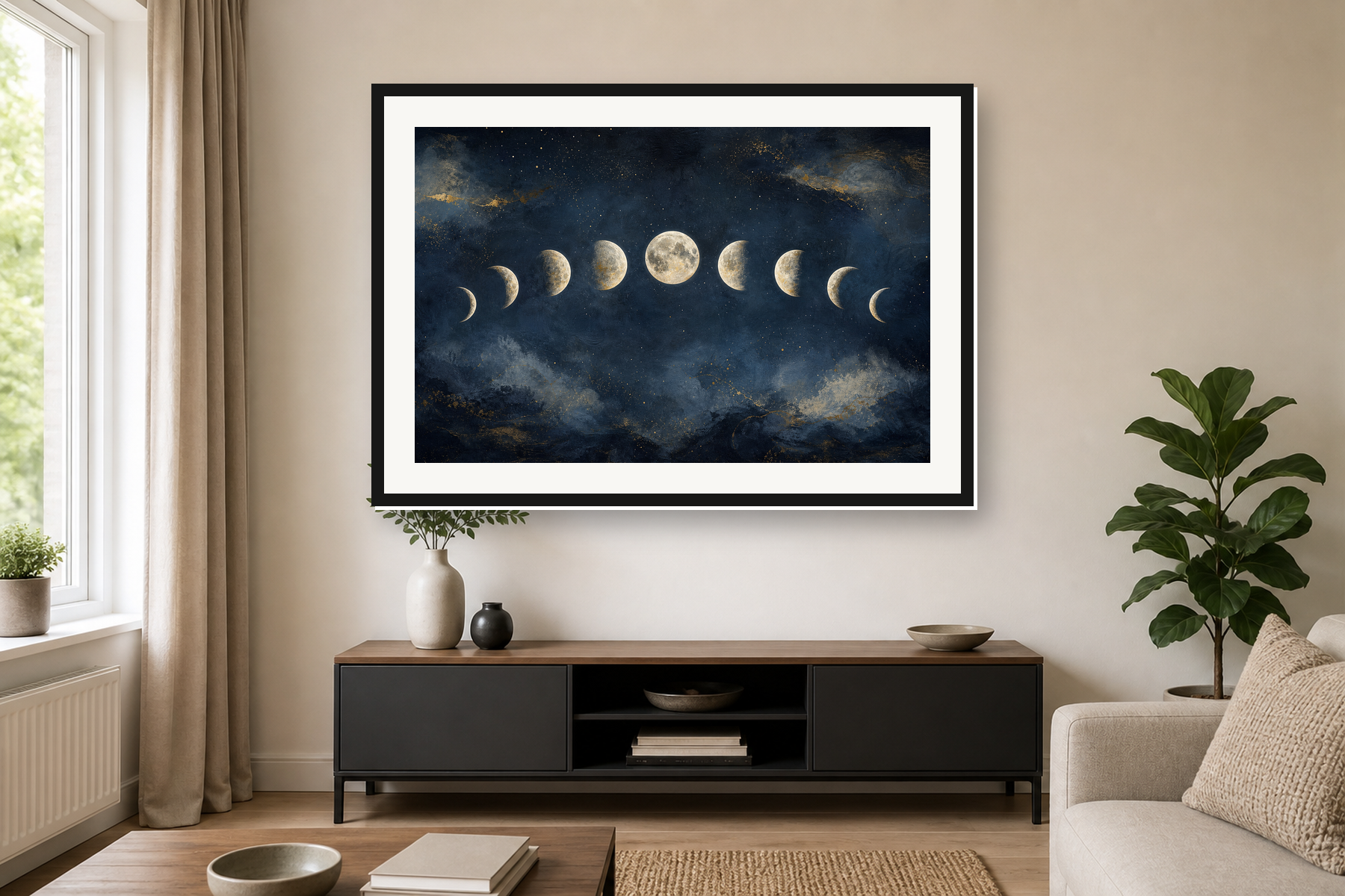 Celestial Moon Phase Abstract Framed Print or Poster
