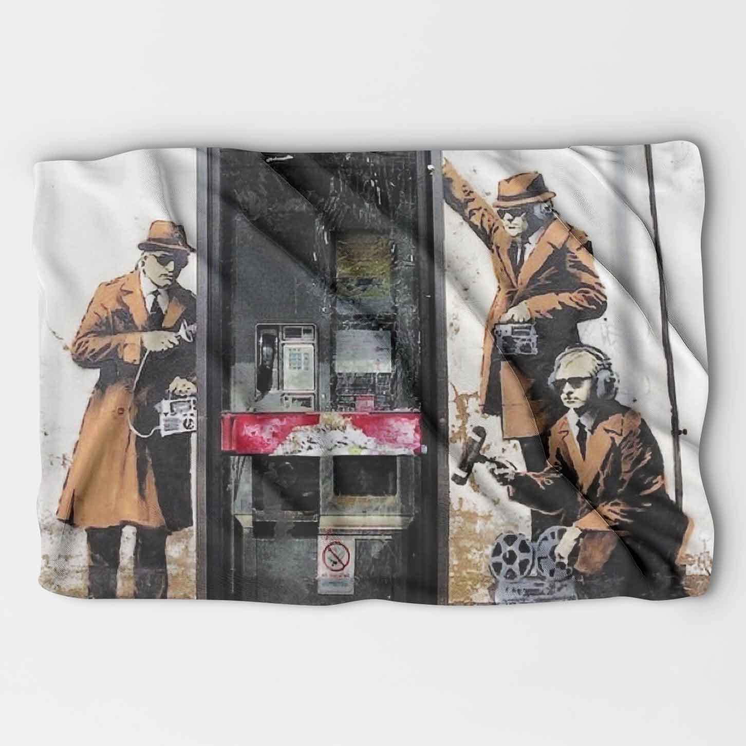 Banksy Cheltenham Telephone Box Spies Blanket