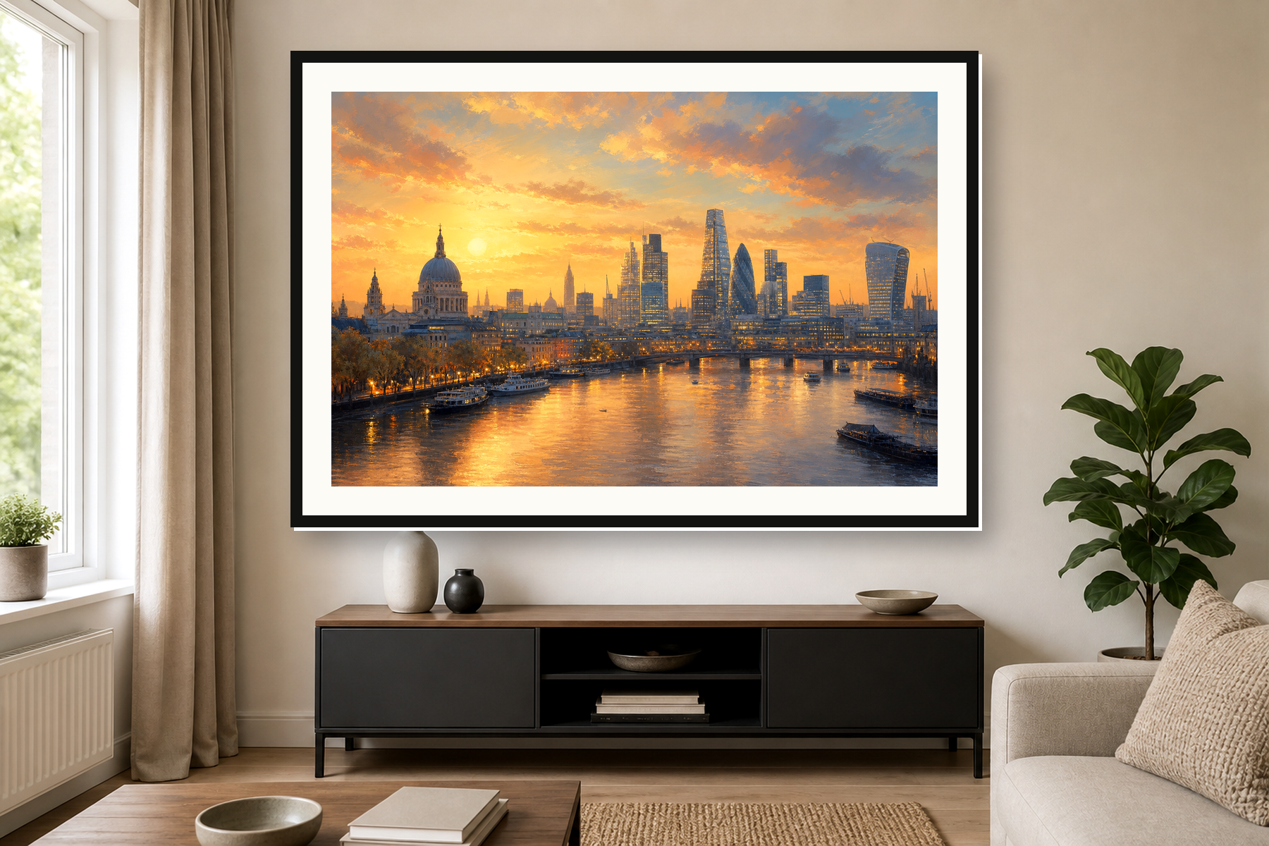Golden Hour London Skyline Framed Print or Poster