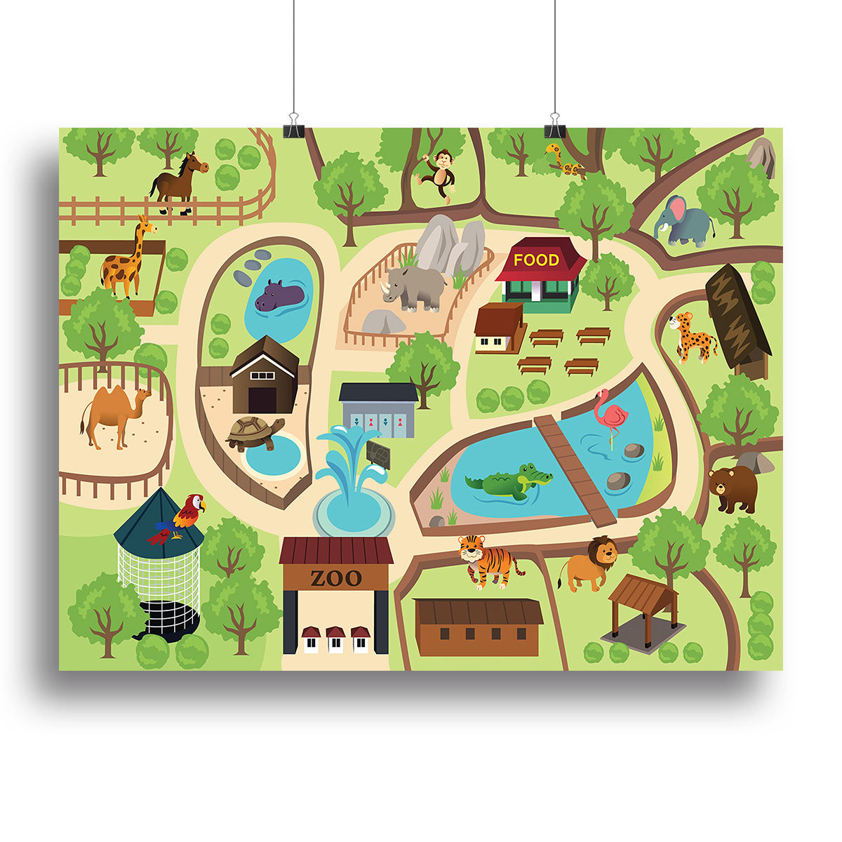 illustration of map of a zoo park Poster - Unframed