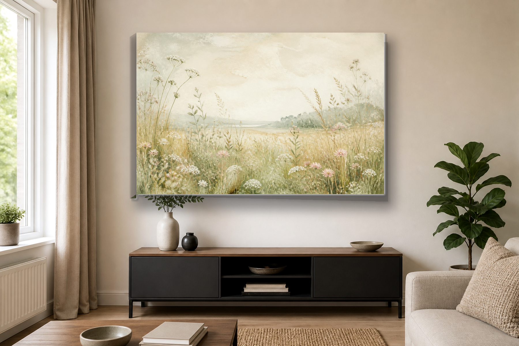 Japandi Wildflower Meadow Canvas Print