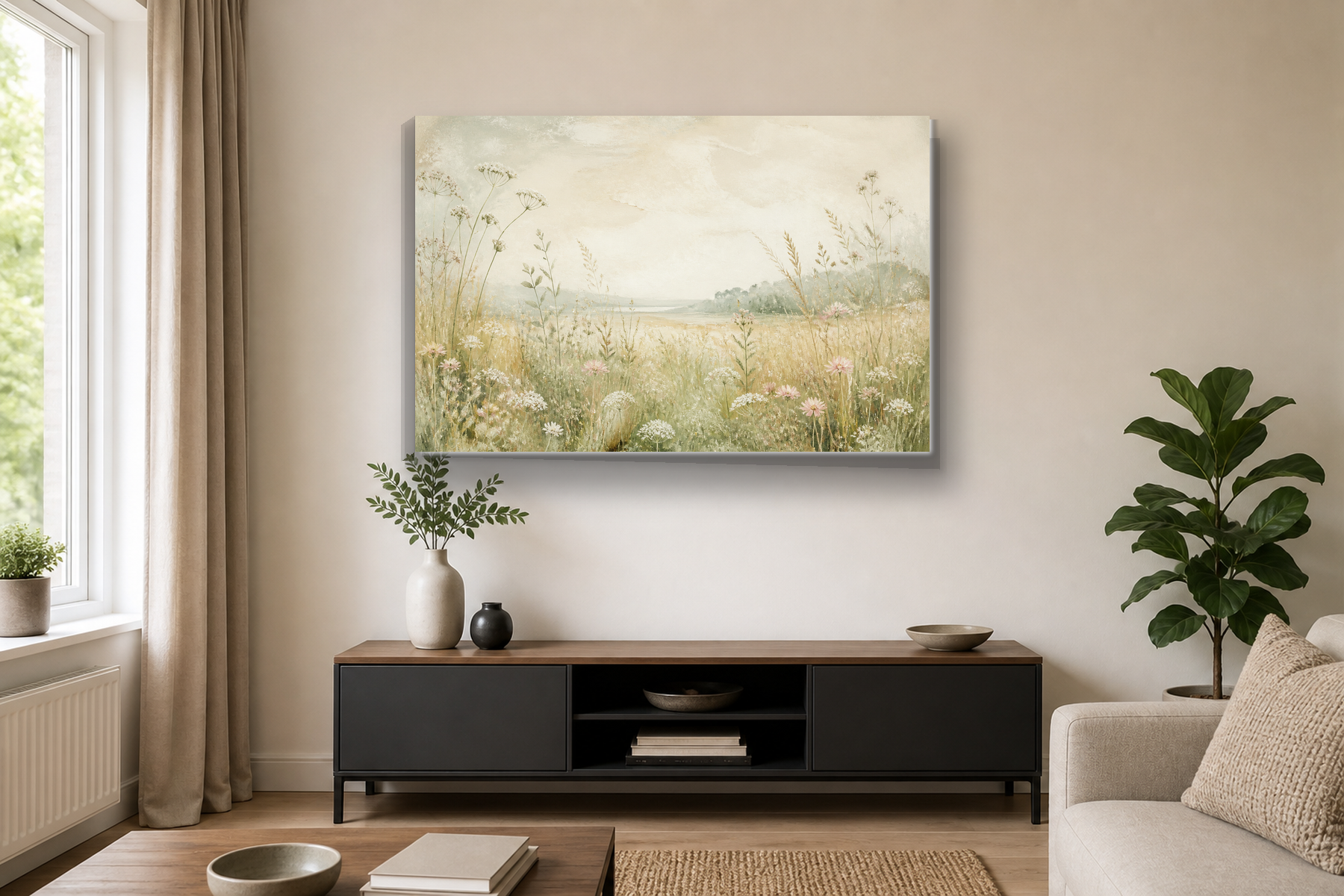 Japandi Wildflower Meadow Canvas Print