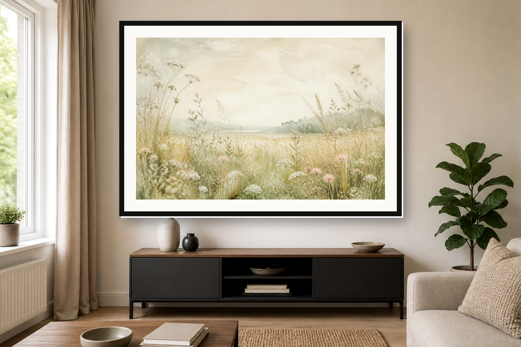 Japandi Wildflower Meadow Framed Print or Poster