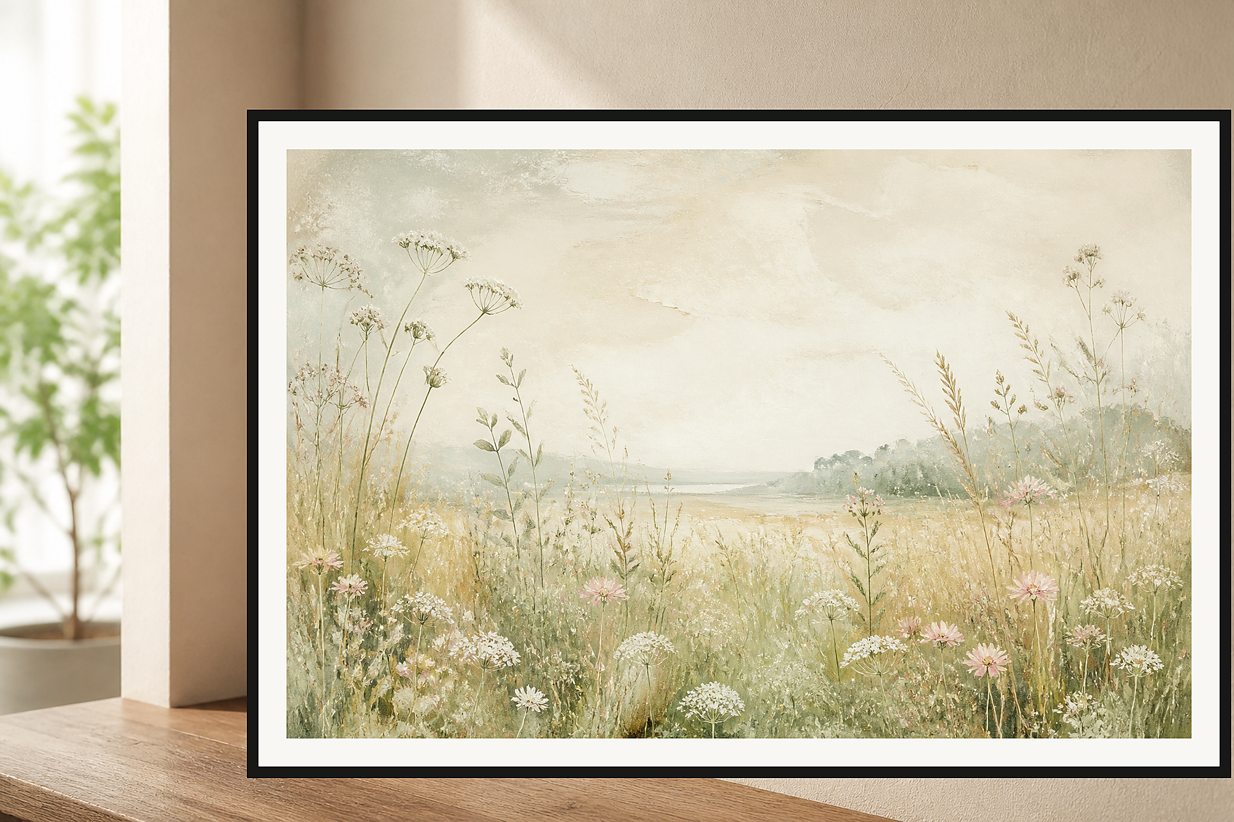 Japandi Wildflower Meadow Framed Print or Poster