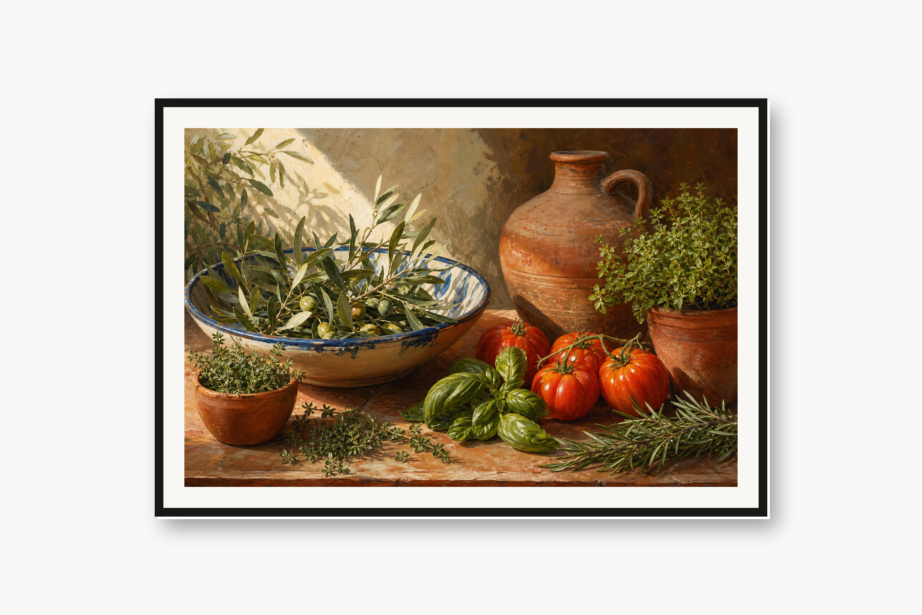Mediterranean Kitchen Still Life Framed Print or Poster