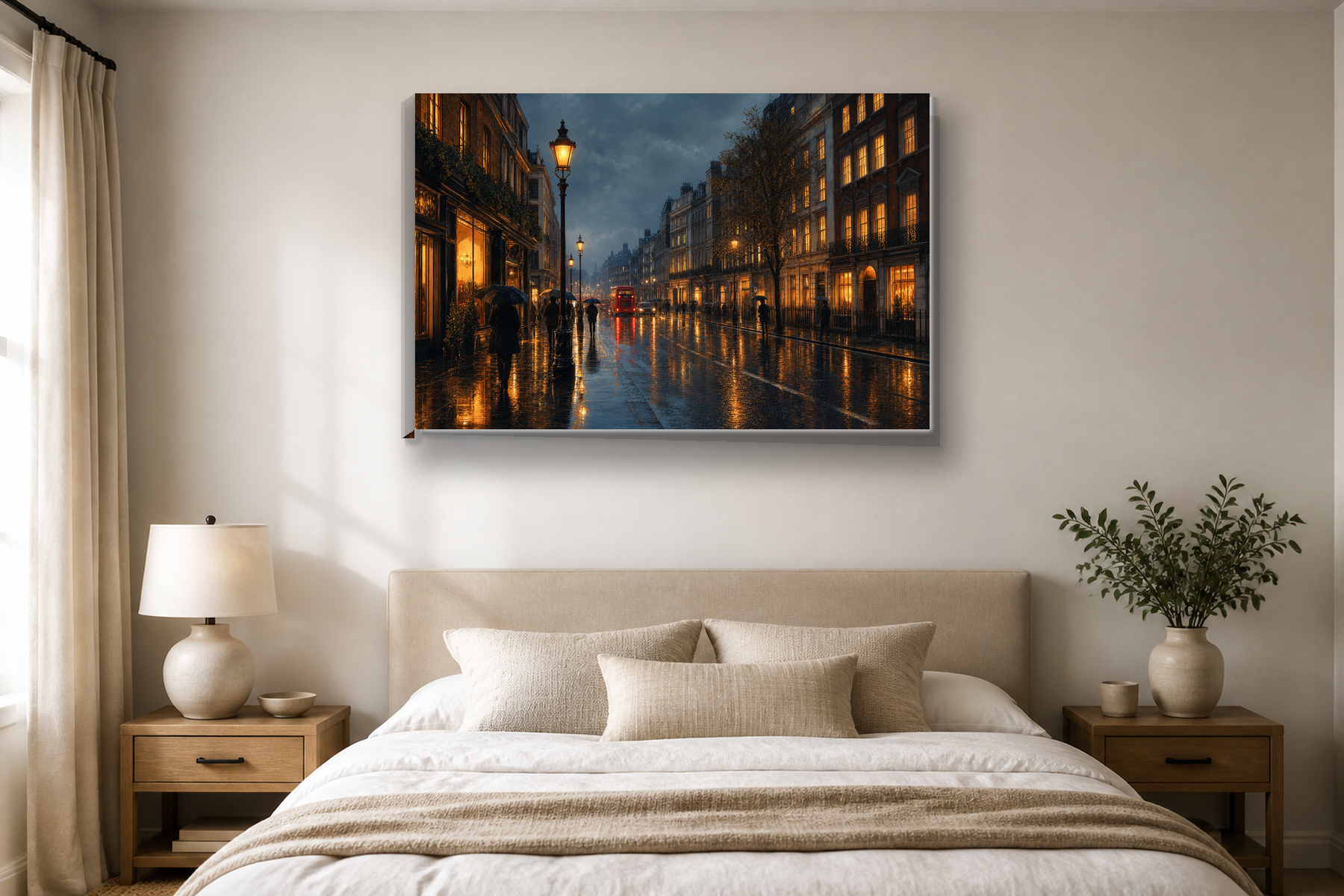 Rainy London Reflections Canvas Print