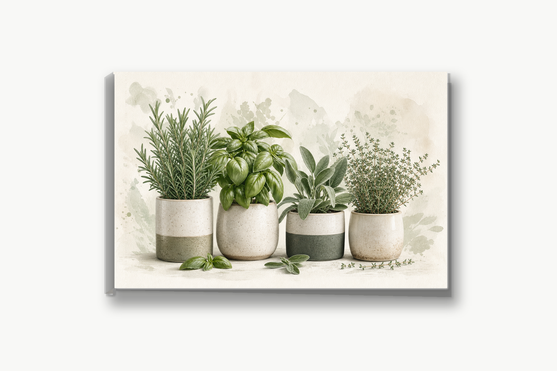 Sage Green Kitchen Herb Garden Canvas Print