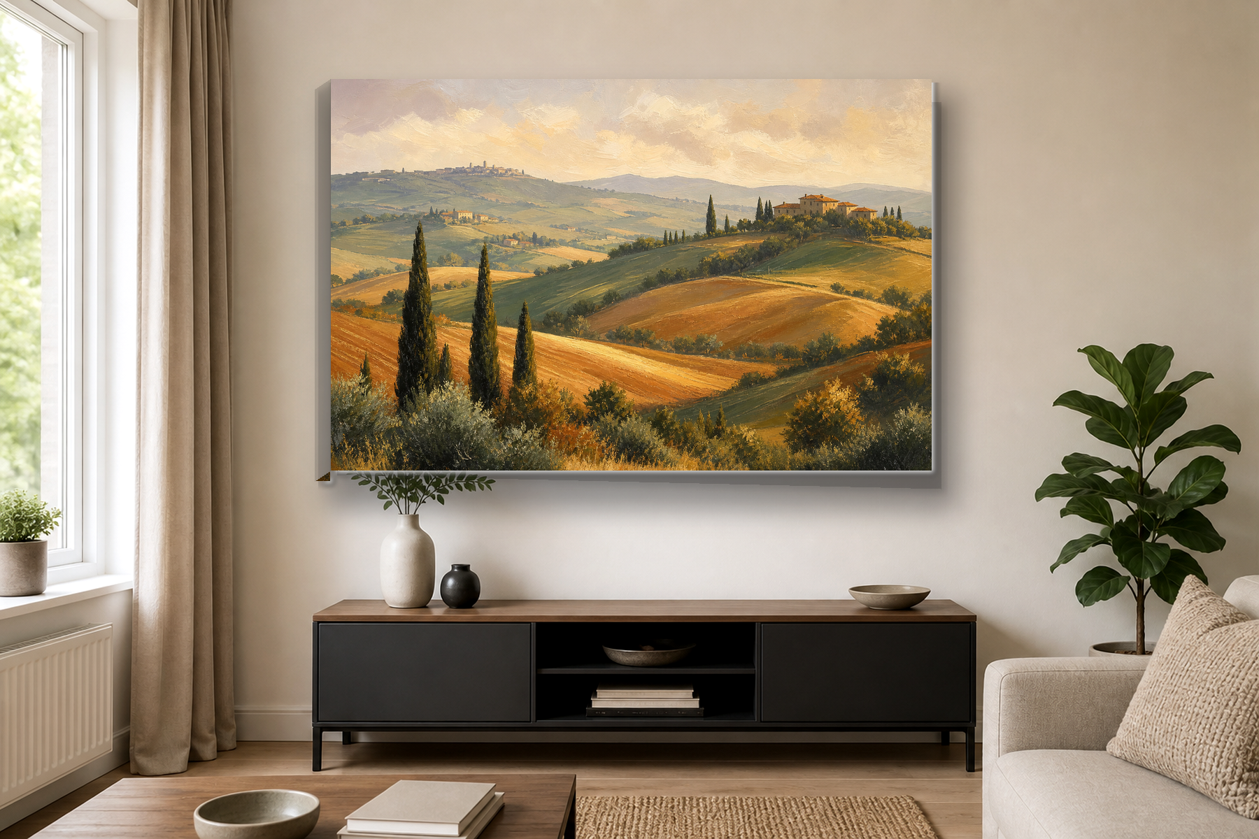 Tuscan Cypress Hills Landscape Canvas Print