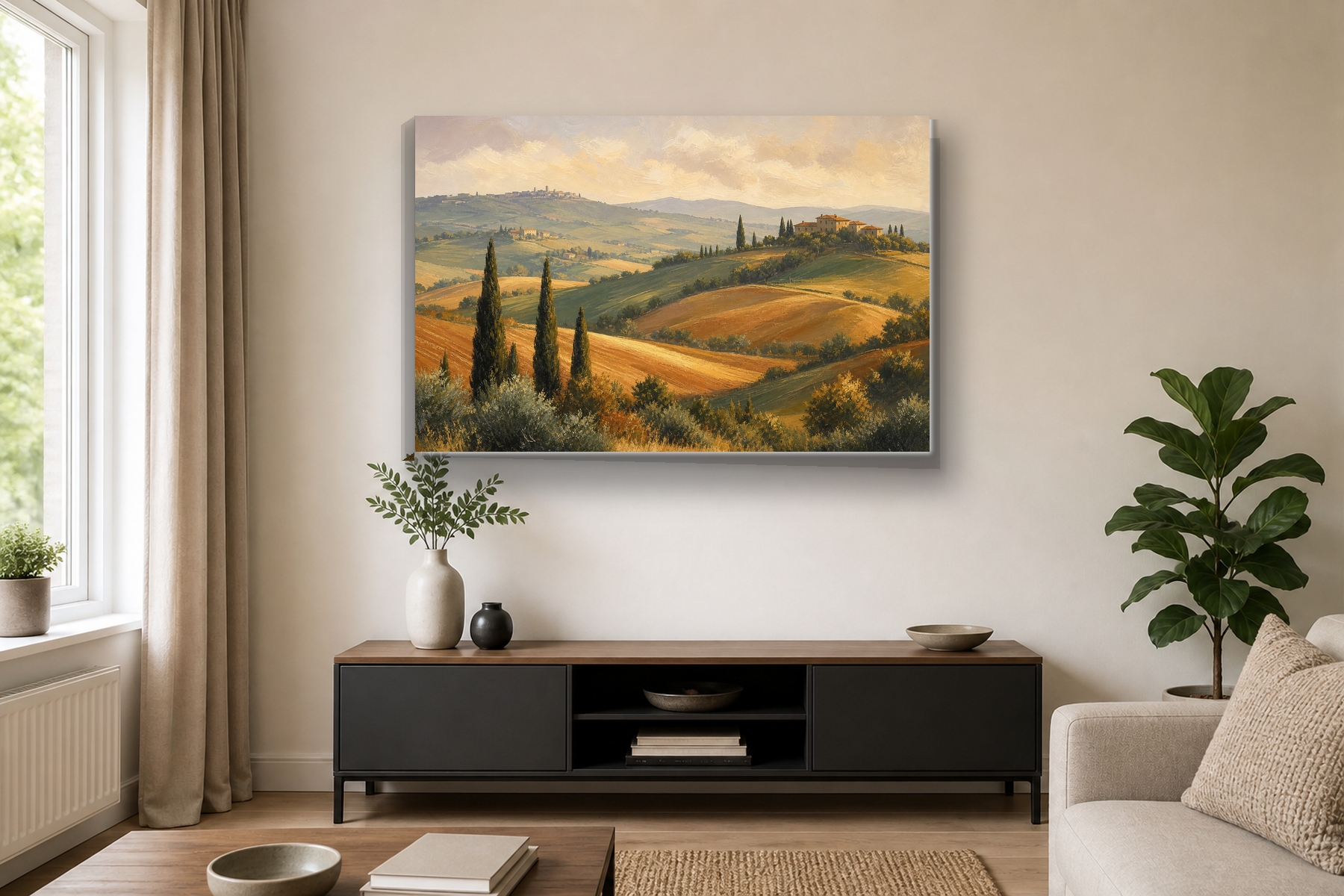 Tuscan Cypress Hills Landscape Canvas Print