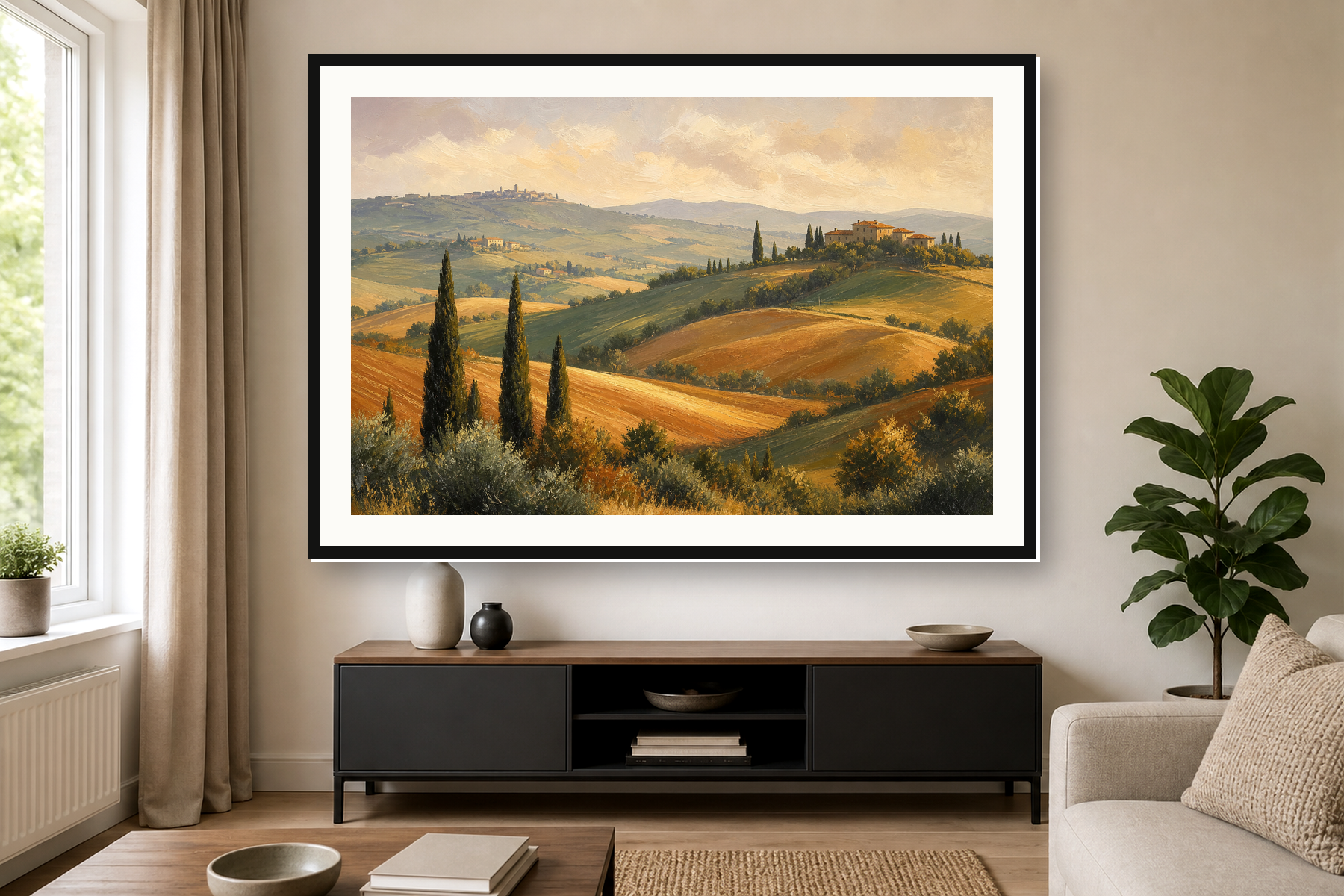 Tuscan Cypress Hills Landscape Framed Print or Poster