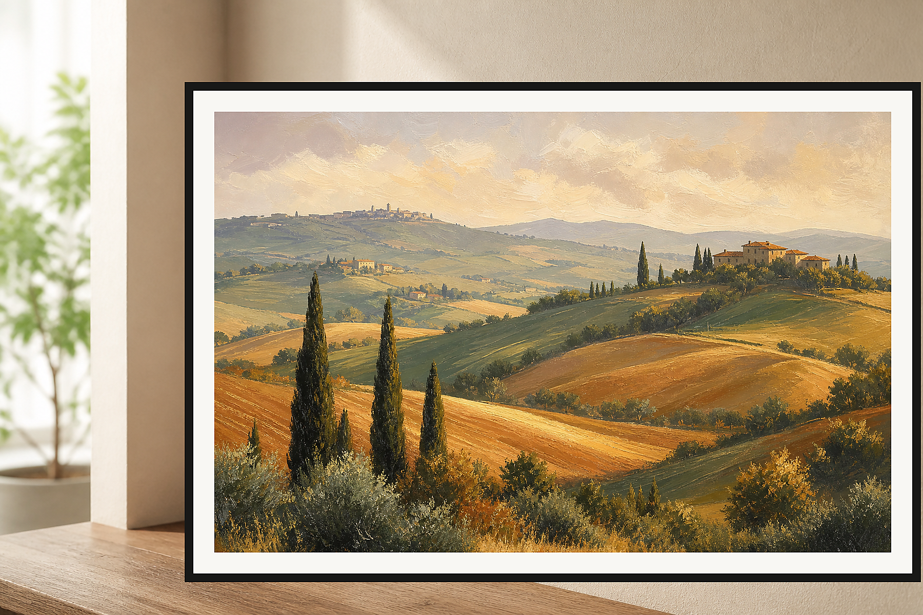 Tuscan Cypress Hills Landscape Framed Print or Poster