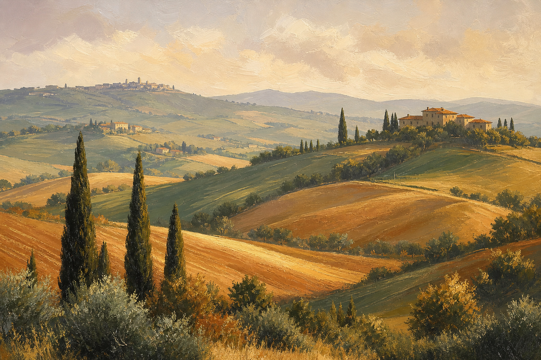 Tuscan Cypress Hills Landscape Framed Print or Poster