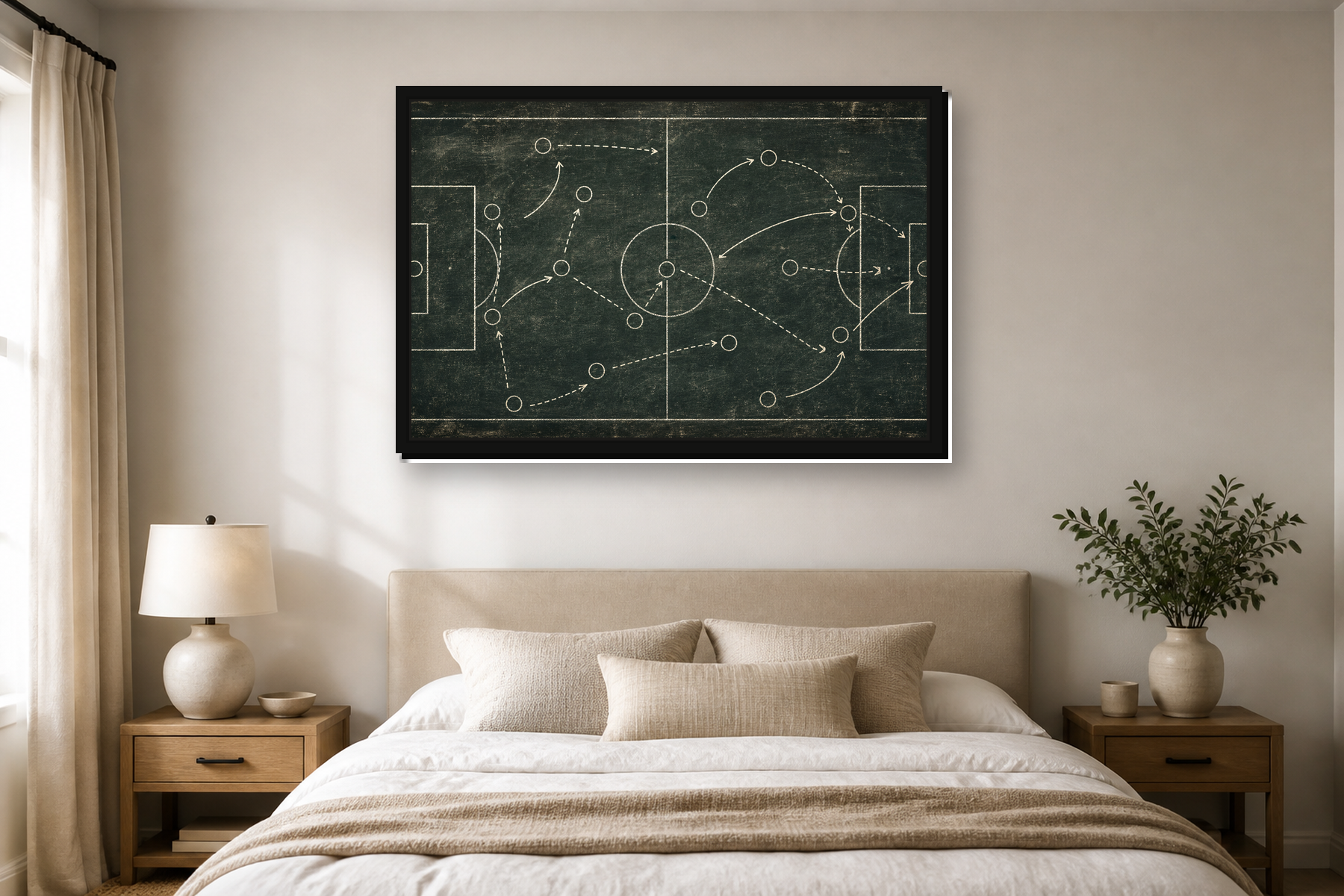 Vintage Football Tactics Board Floating Framed Canvas