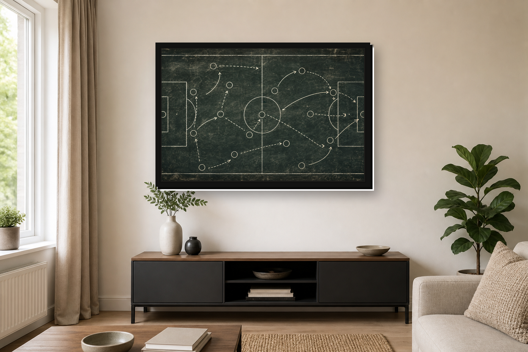 Vintage Football Tactics Board Floating Framed Canvas