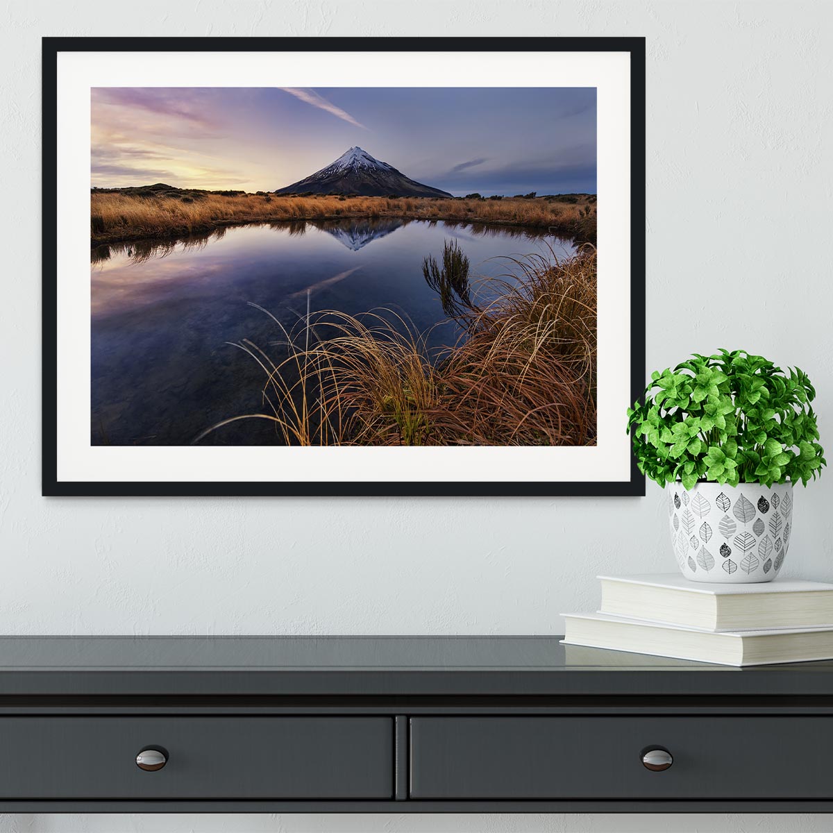 Mount Taranaki Morning Breeze Framed Print - Canvas Art Rocks - 1