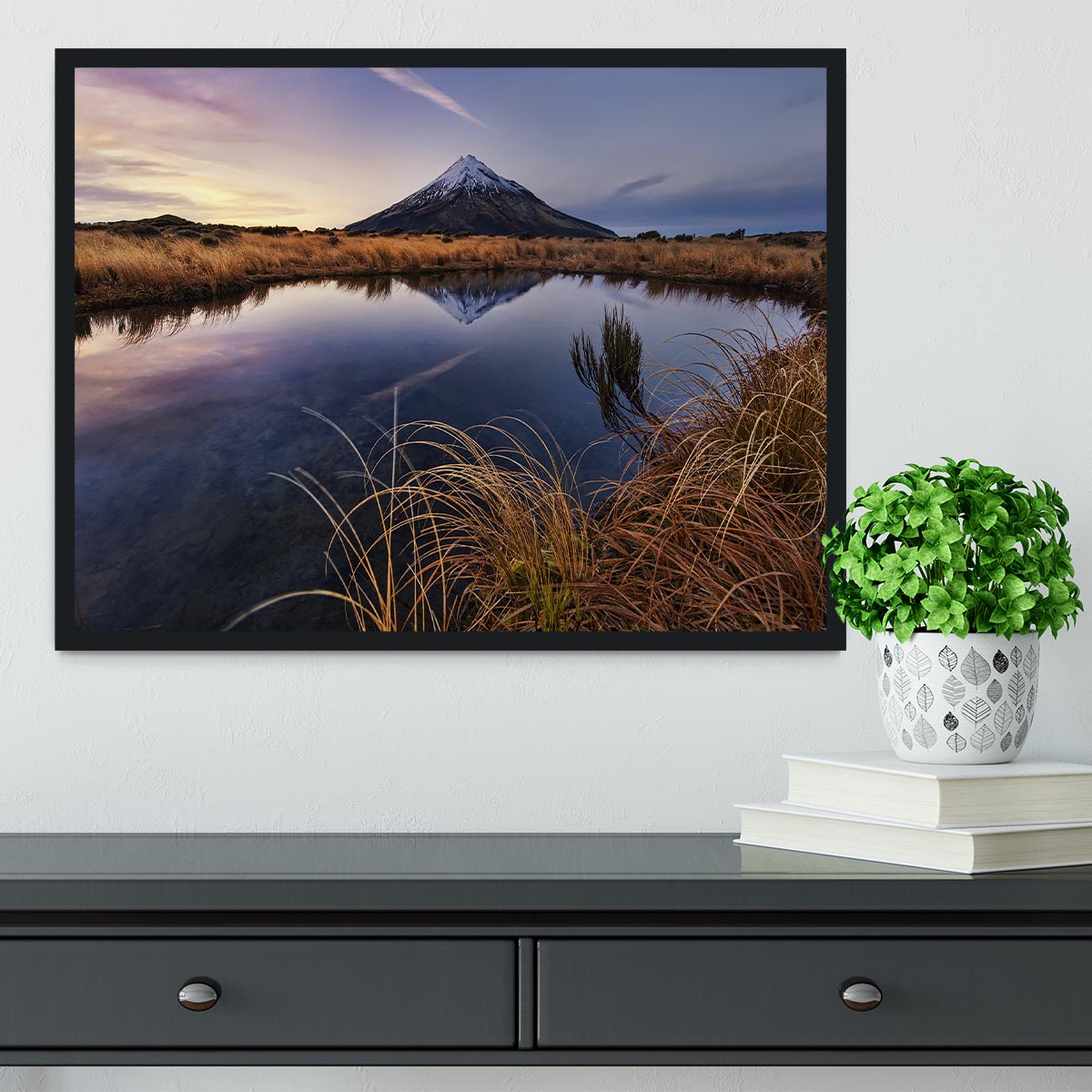 Mount Taranaki Morning Breeze Framed Print - Canvas Art Rocks - 2