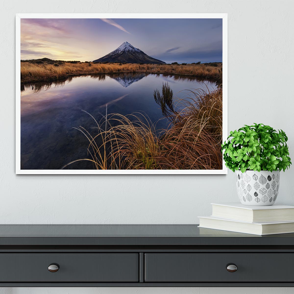 Mount Taranaki Morning Breeze Framed Print - Canvas Art Rocks -6