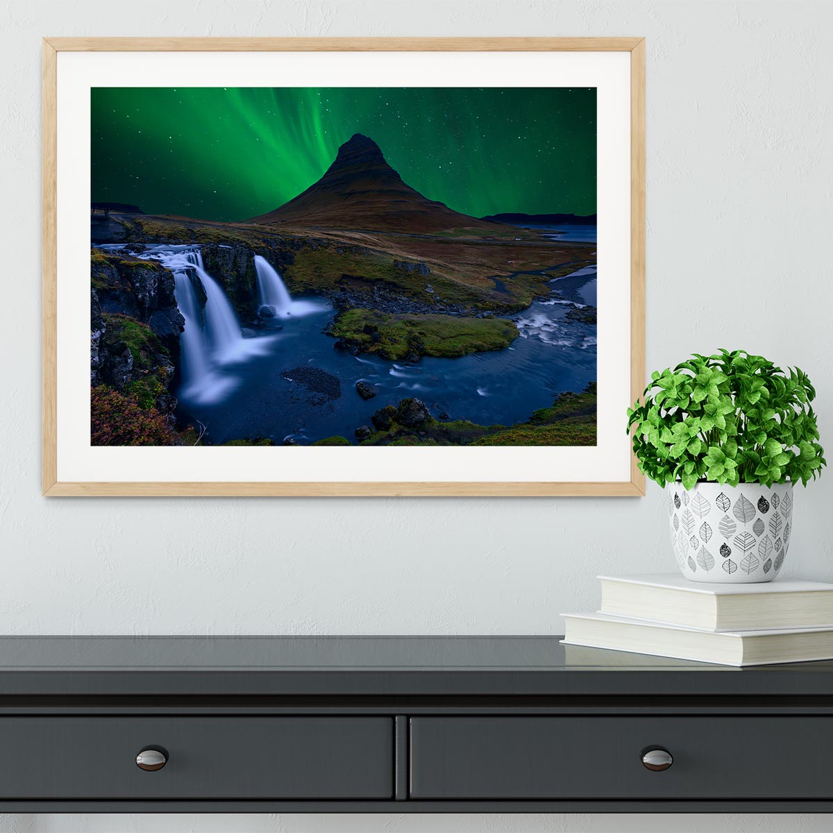 KirkjufellUnder A Boreal Green Sky Framed Print - Canvas Art Rocks - 3