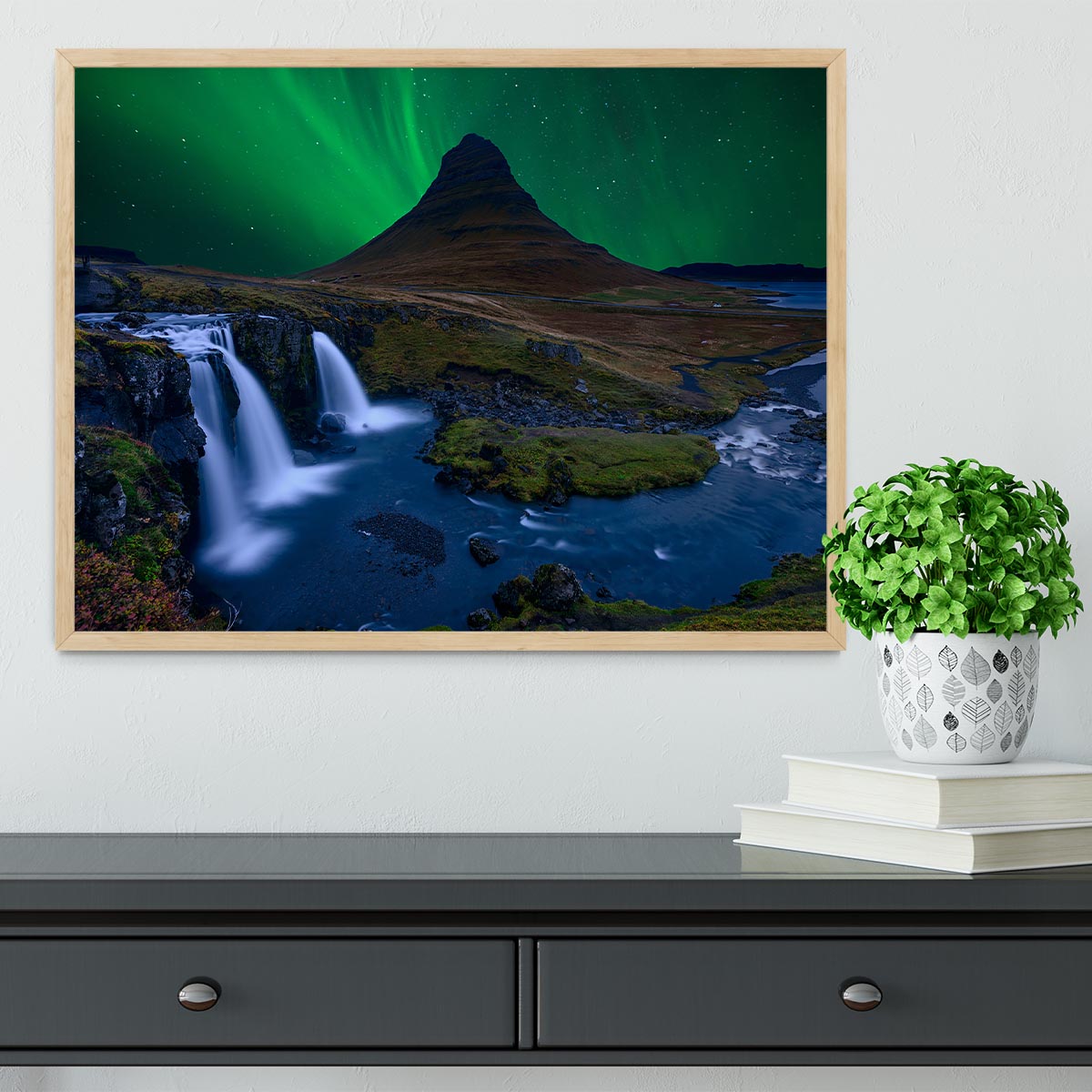 KirkjufellUnder A Boreal Green Sky Framed Print - Canvas Art Rocks - 4