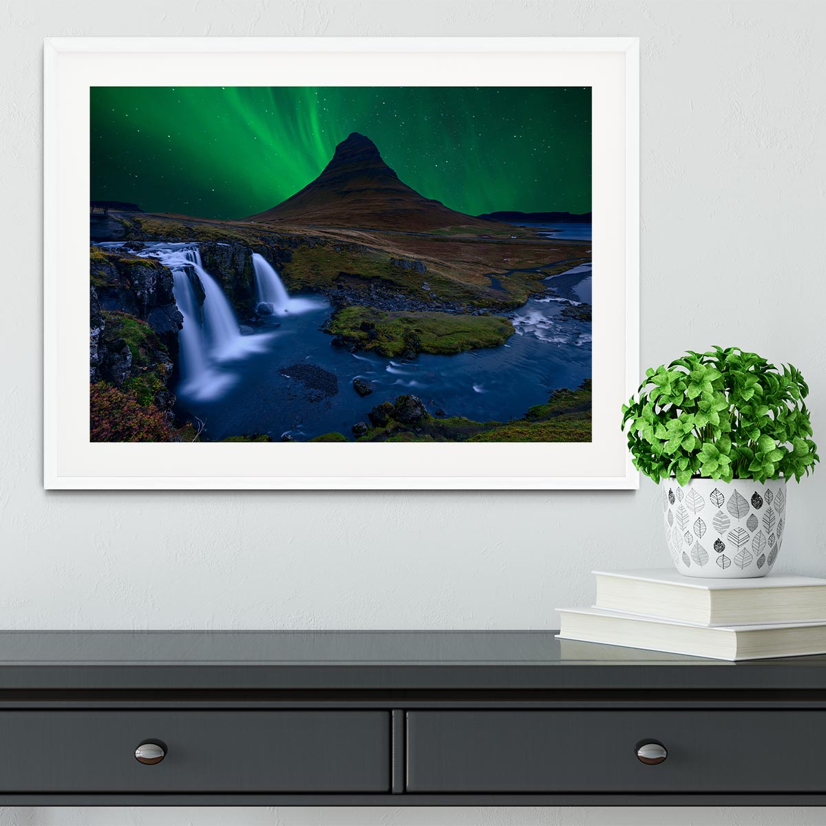 KirkjufellUnder A Boreal Green Sky Framed Print - Canvas Art Rocks - 5