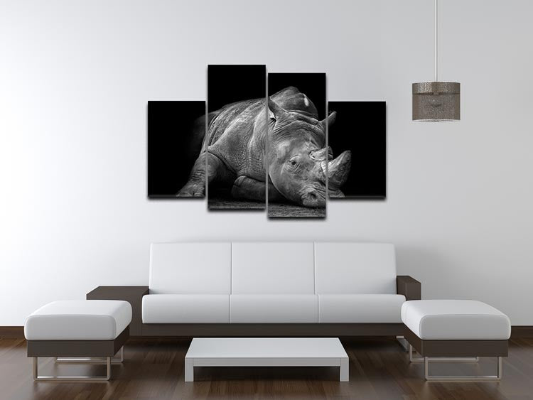Black And White Rhink 4 Split Panel Canvas - Canvas Art Rocks - 3
