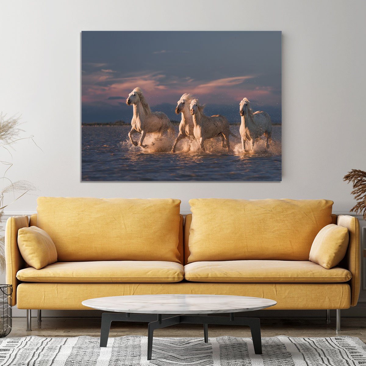 Wite Horses Running In Water 2 Canvas Print or Poster - Canvas Art Rocks - 4
