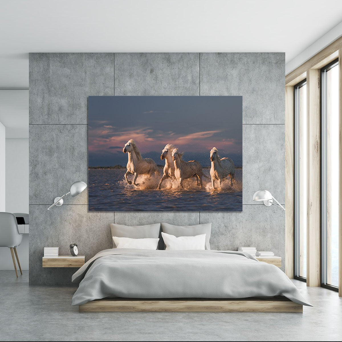 Wite Horses Running In Water 2 Canvas Print or Poster - Canvas Art Rocks - 5