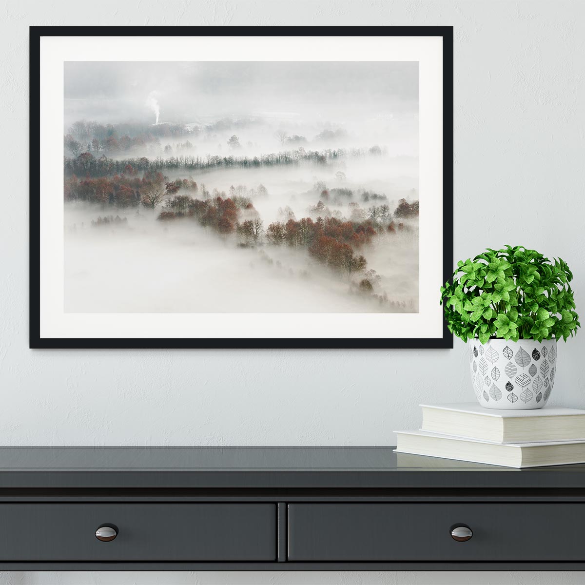 Factory Fog Framed Print - Canvas Art Rocks - 1